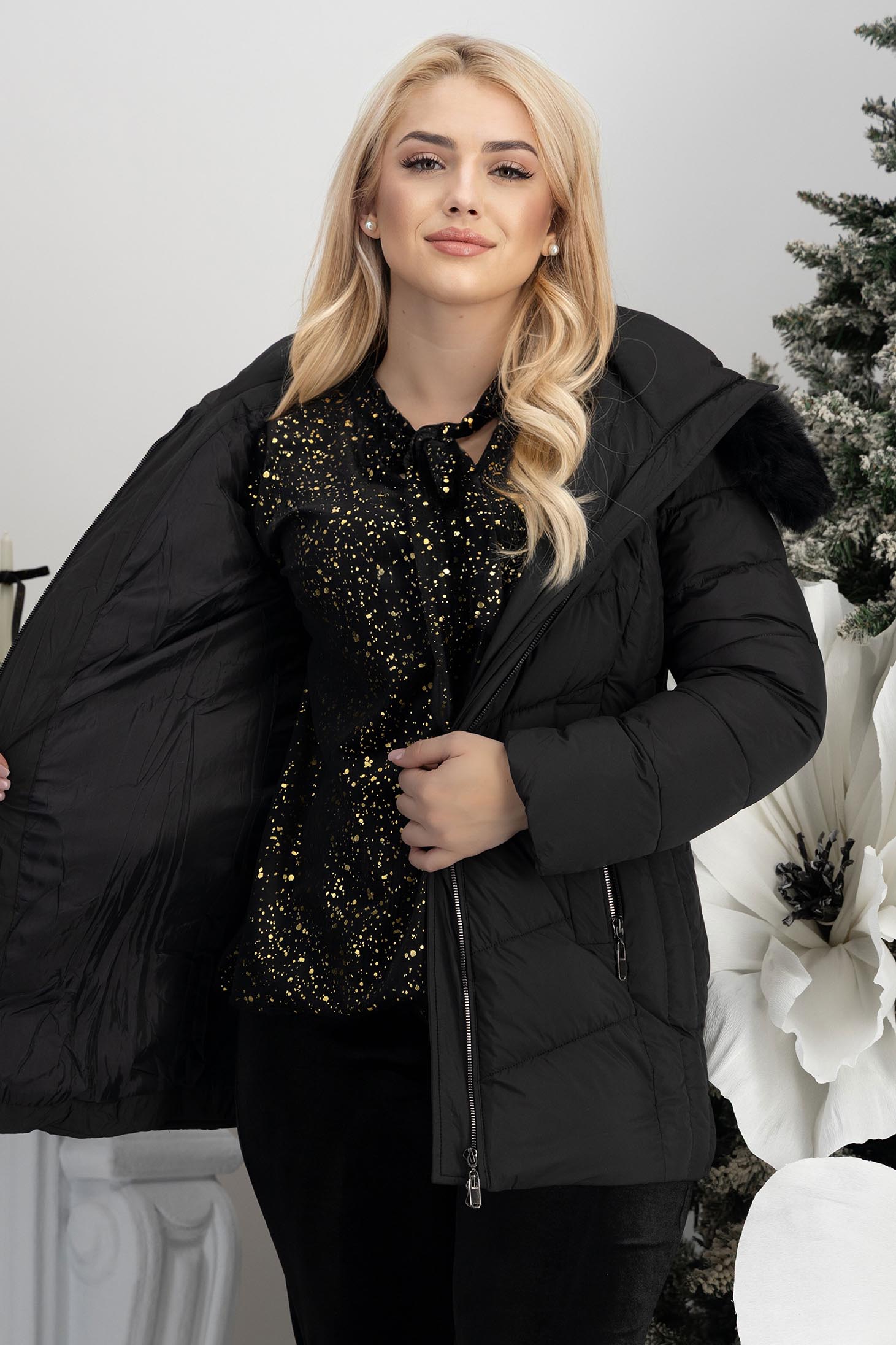 černá dámská bunda krátký 2 - StarShinerS.cz