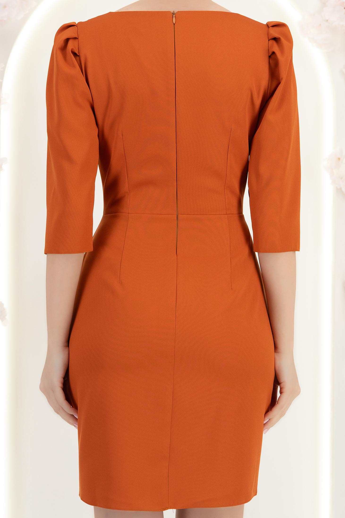 Téglaszínű ruha - StarShinerS rövid rugalmas szövet ceruza 6 - StarShinerS.hu