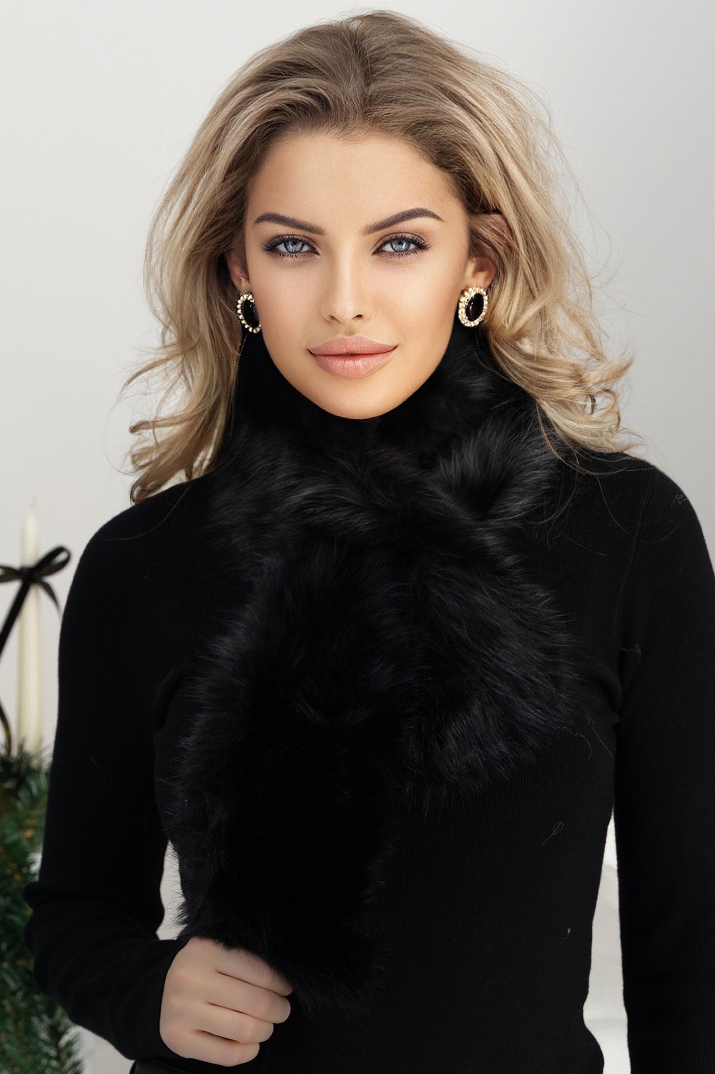 Fular din blana ecologica negru 2 - StarShinerS.ro