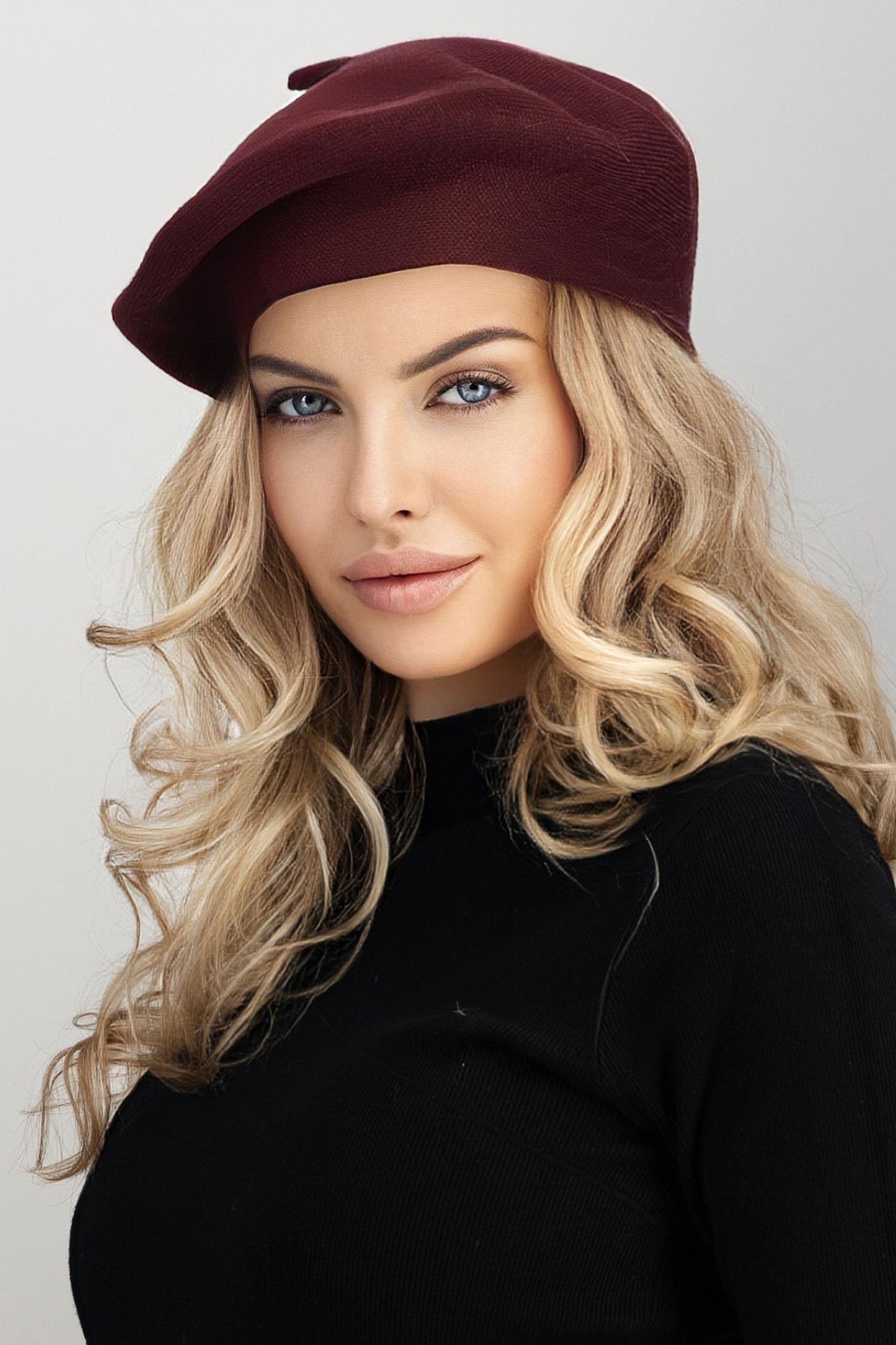 Bereta din tricot fin visinie 2 - StarShinerS.ro