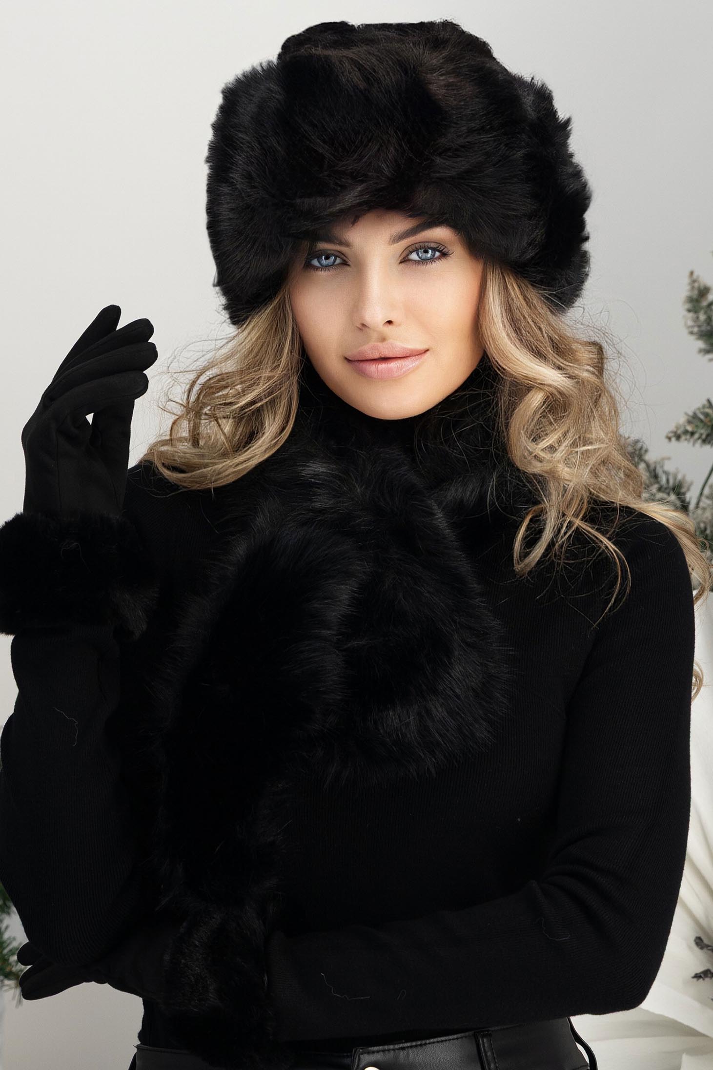 Accesorii din blana ecologica negri cu insertii cu blana ecologica 3 - StarShinerS.ro