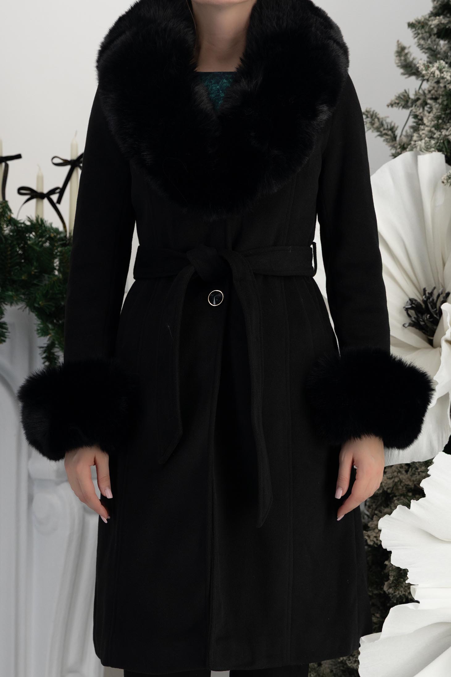 Crno ženski kaput online tkanine kambrat 6 - StarShinerS.hr