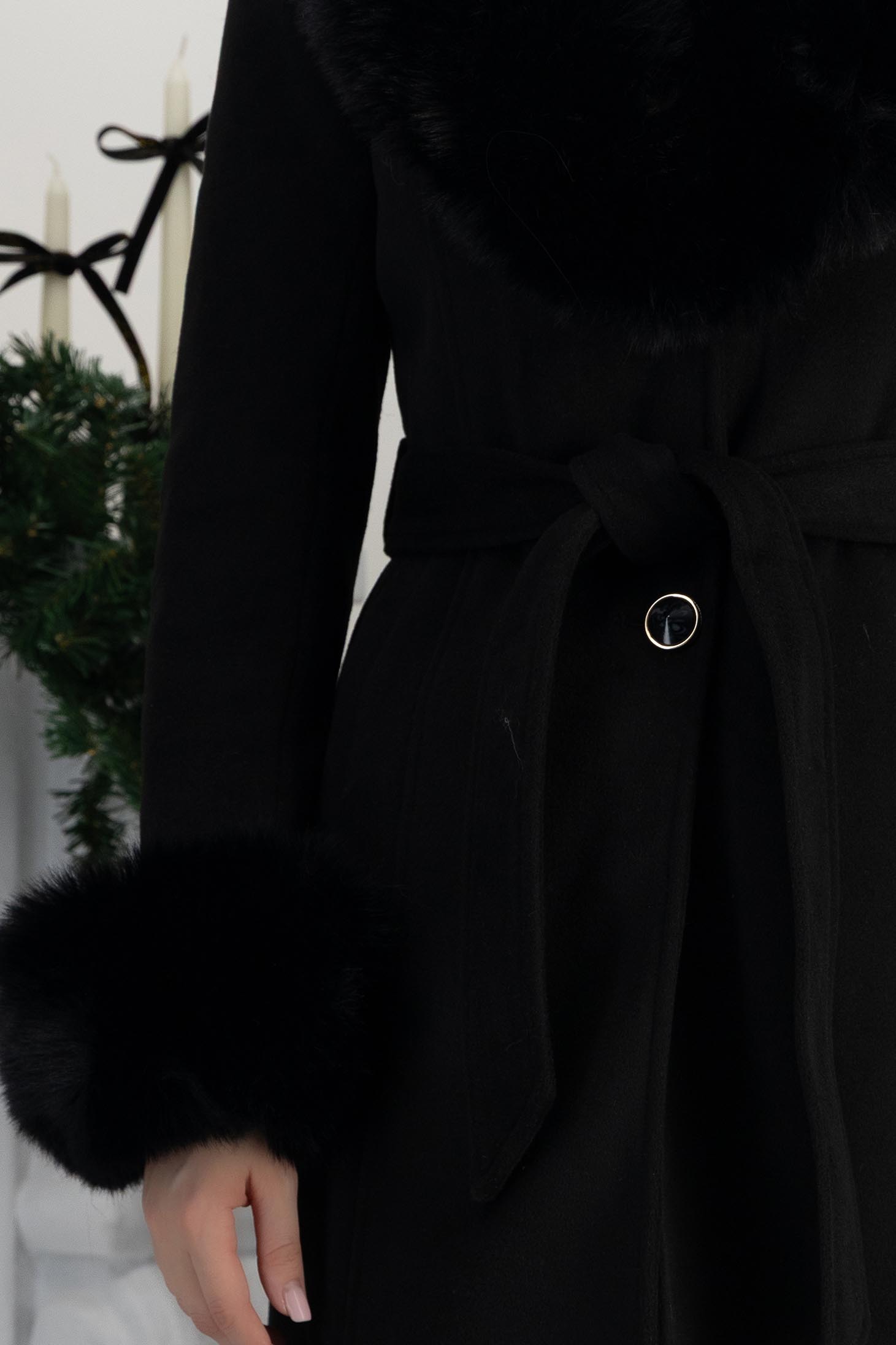 Crno ženski kaput online tkanine kambrat 4 - StarShinerS.hr