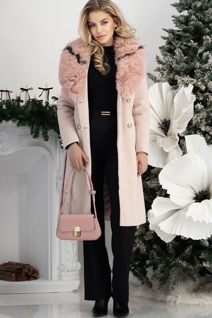 Světle růžová dámský kabát 5 - StarShinerS.cz