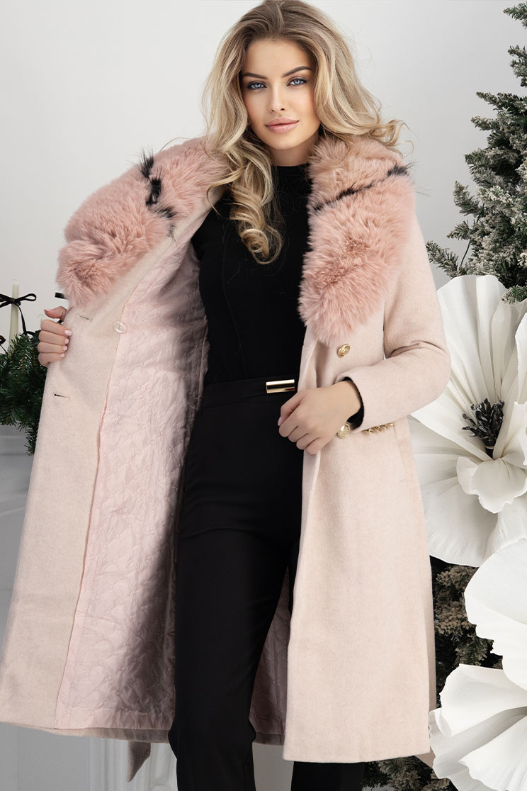 Světle růžová dámský kabát 4 - StarShinerS.cz