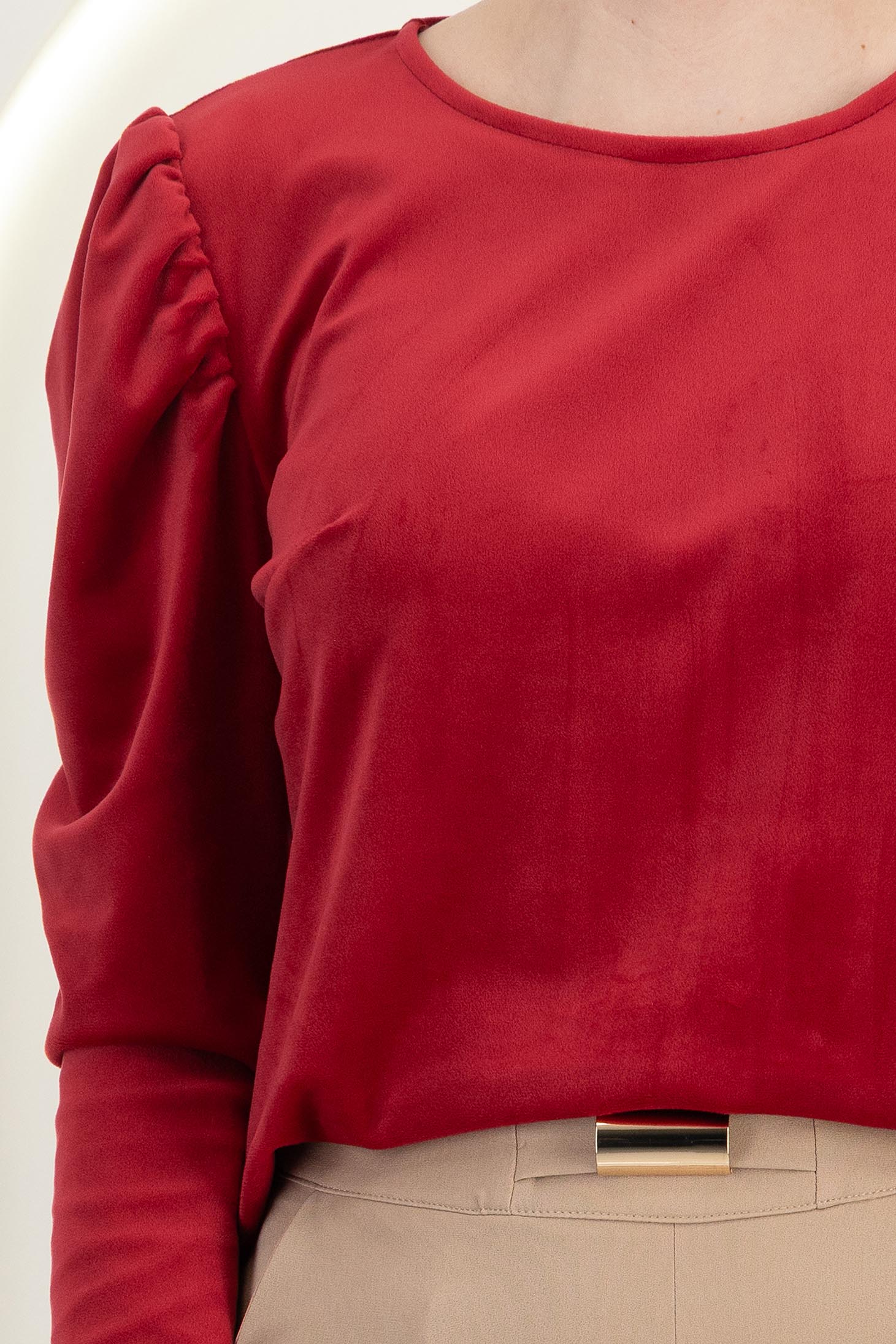 Bluza dama din catifea rosie umeri bufanti - StarShinerS 3 - StarShinerS.ro