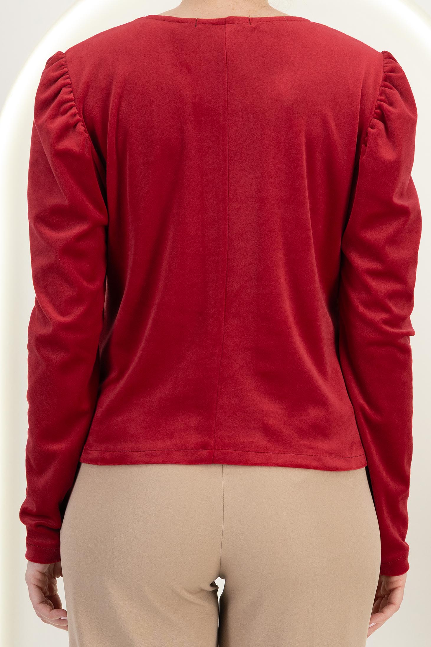 Bluza dama din catifea rosie umeri bufanti - StarShinerS 5 - StarShinerS.ro