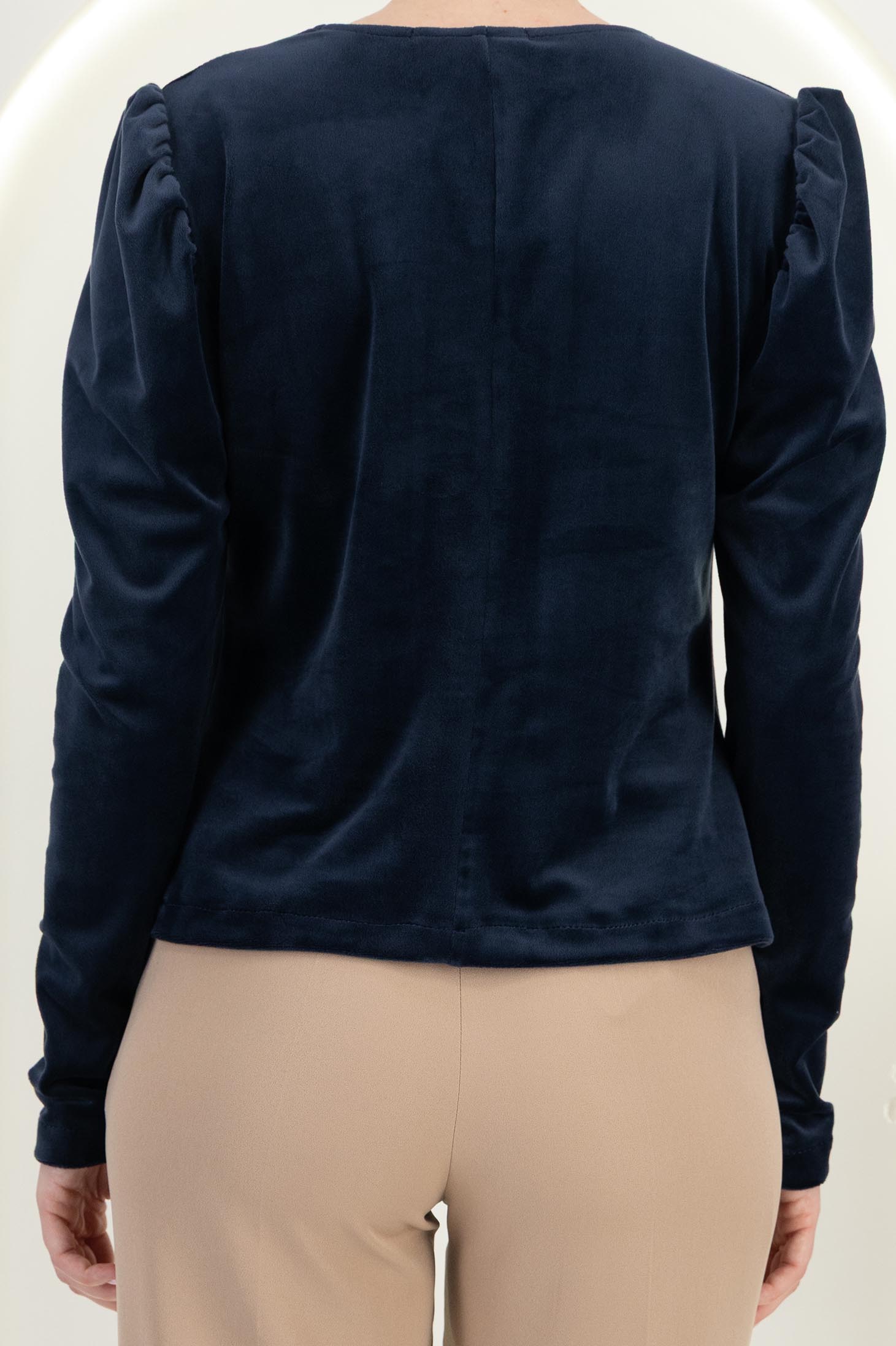 Bluza dama din catifea bleumarin umeri bufanti - StarShinerS 6 - StarShinerS.ro