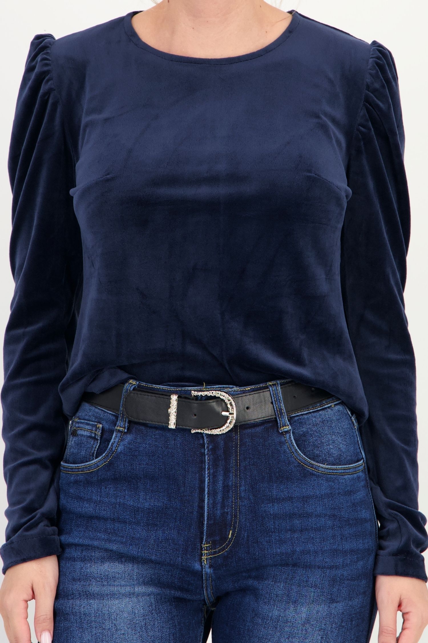 Bluza dama din catifea bleumarin umeri bufanti - StarShinerS 4 - StarShinerS.ro
