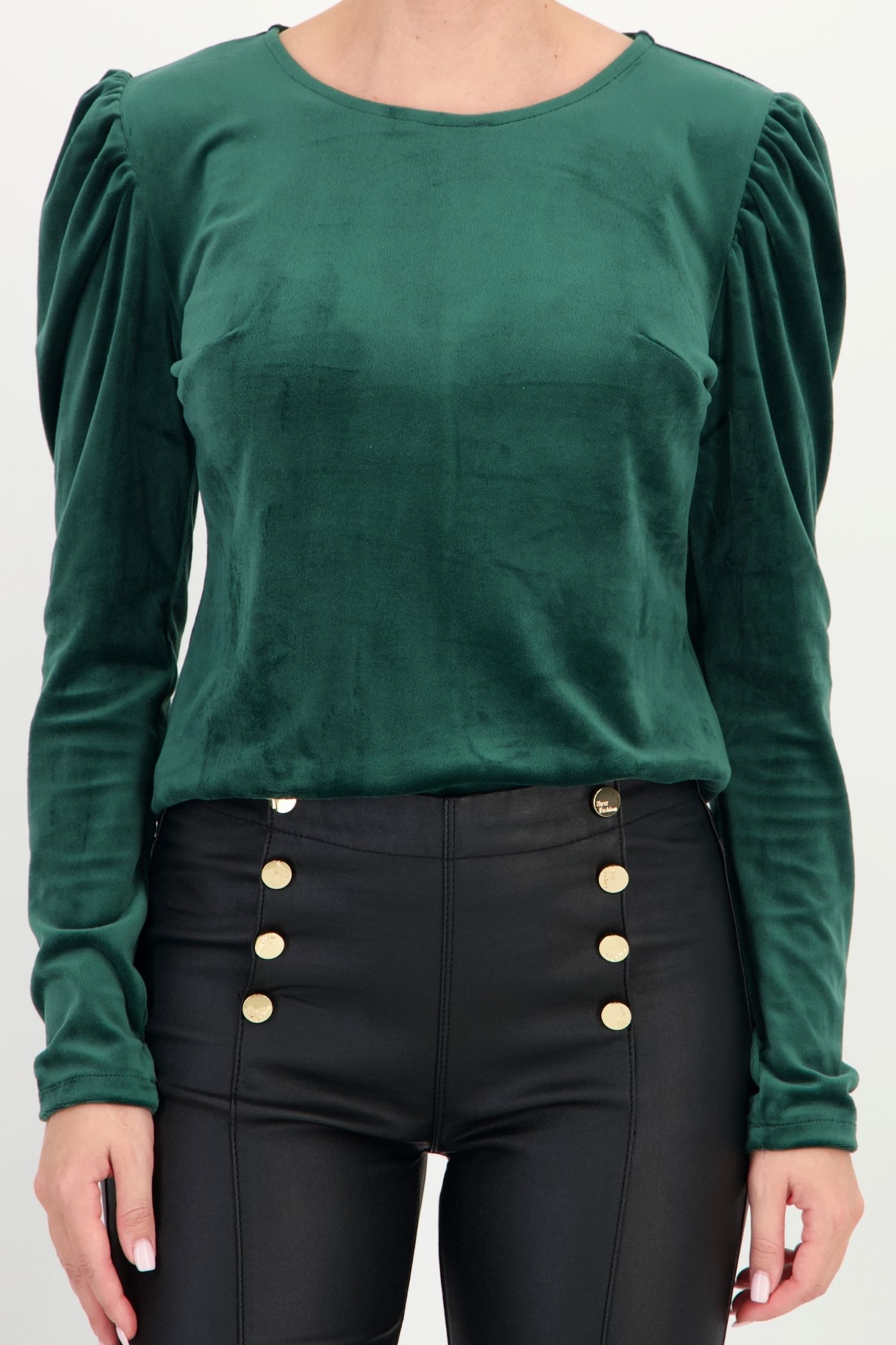Bluza verde din catifea larg 4 - StarShinerS.ro