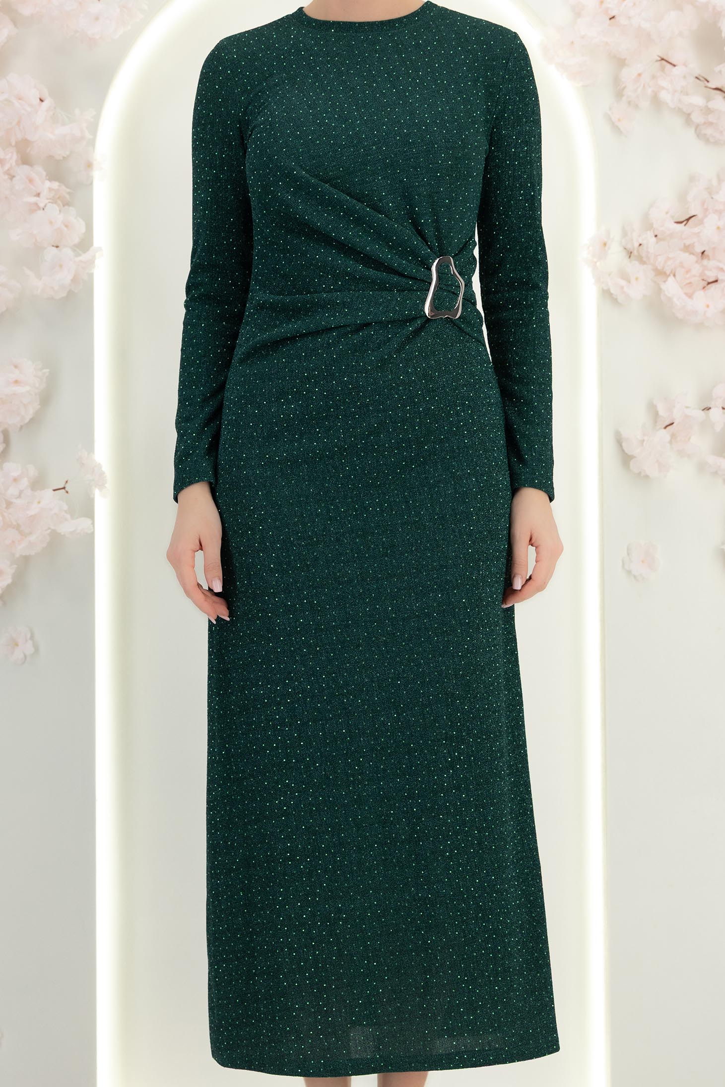 Rochie din lurex verde midi tip creion cu aplicatii stralucitoare - StarShinerS 5 - StarShinerS.ro