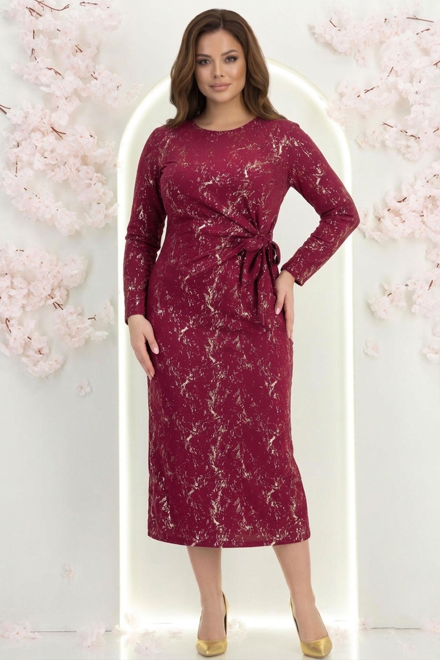 Rochie din modal roz midi cu un croi drept crapata pe picior - StarShinerS 2 - StarShinerS.ro