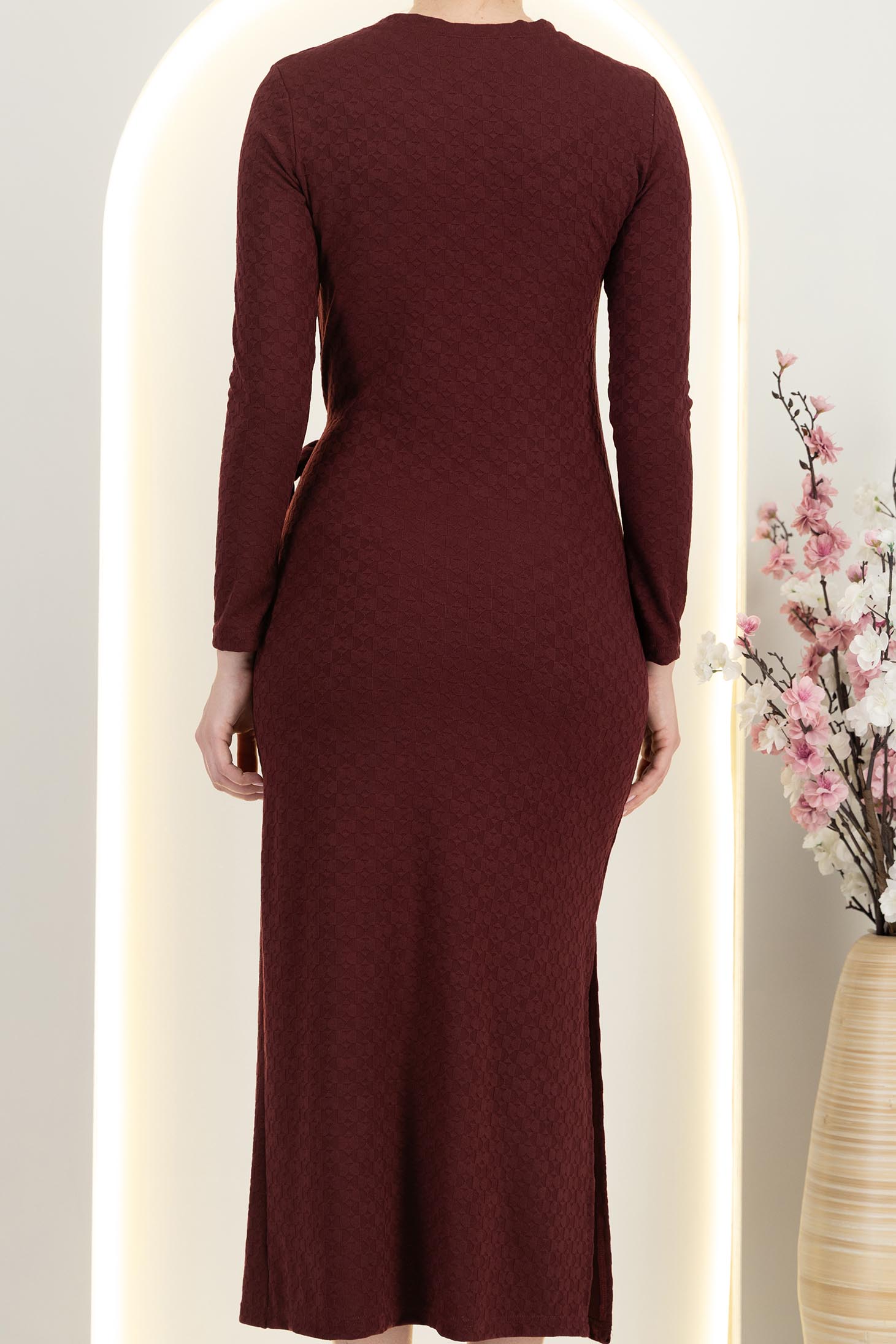 Rochie tricotata visinie midi tip creion crapata pe picior - StarShinerS 6 - StarShinerS.ro