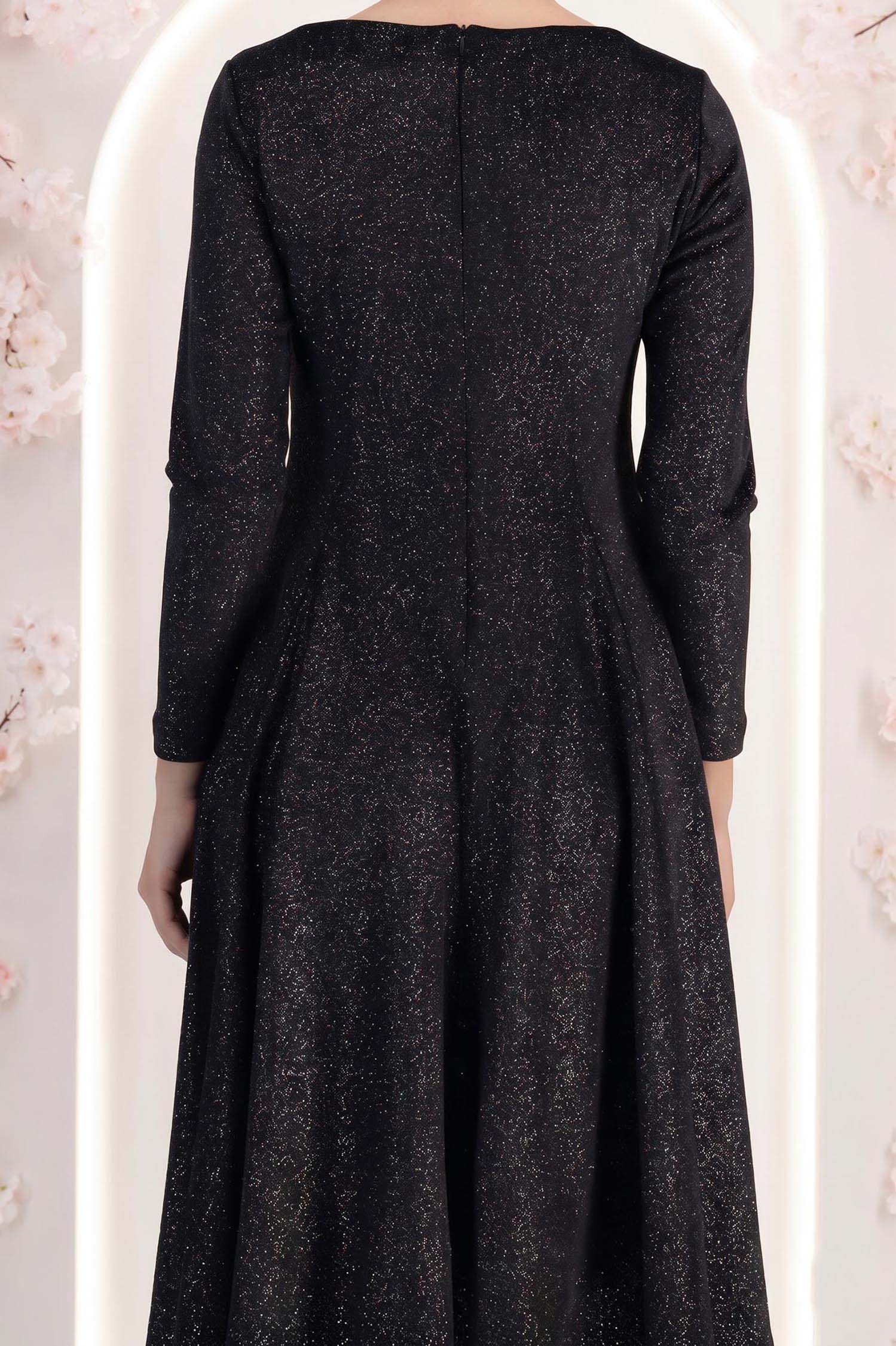 Rochie din catifea neagra pana la genunchi in clos cu decolteu rotunjit - StarShinerS 7 - StarShinerS.ro