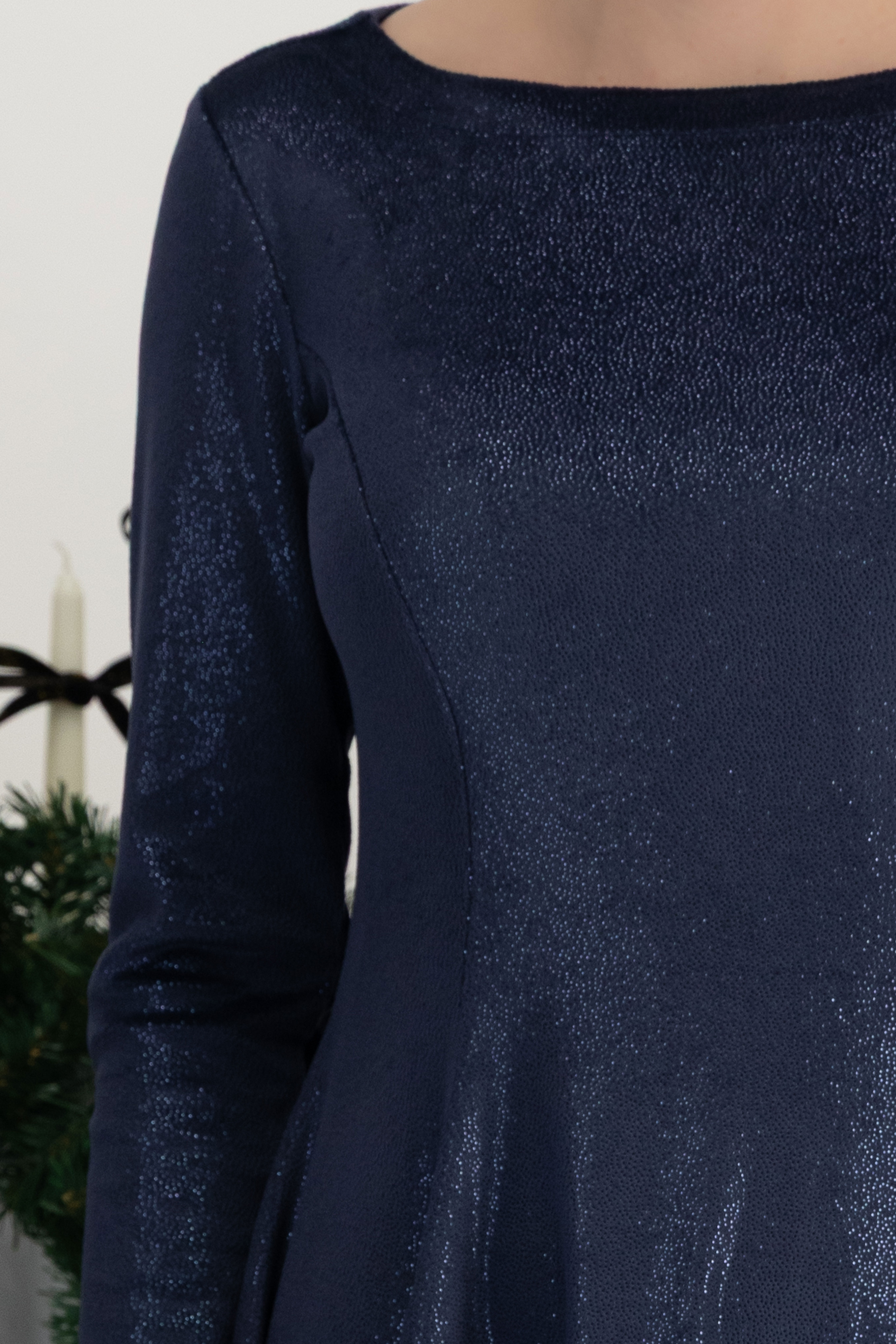 Rochie din catifea bleumarin scurta in clos cu sclipici-StarShinerS 4 - StarShinerS.ro