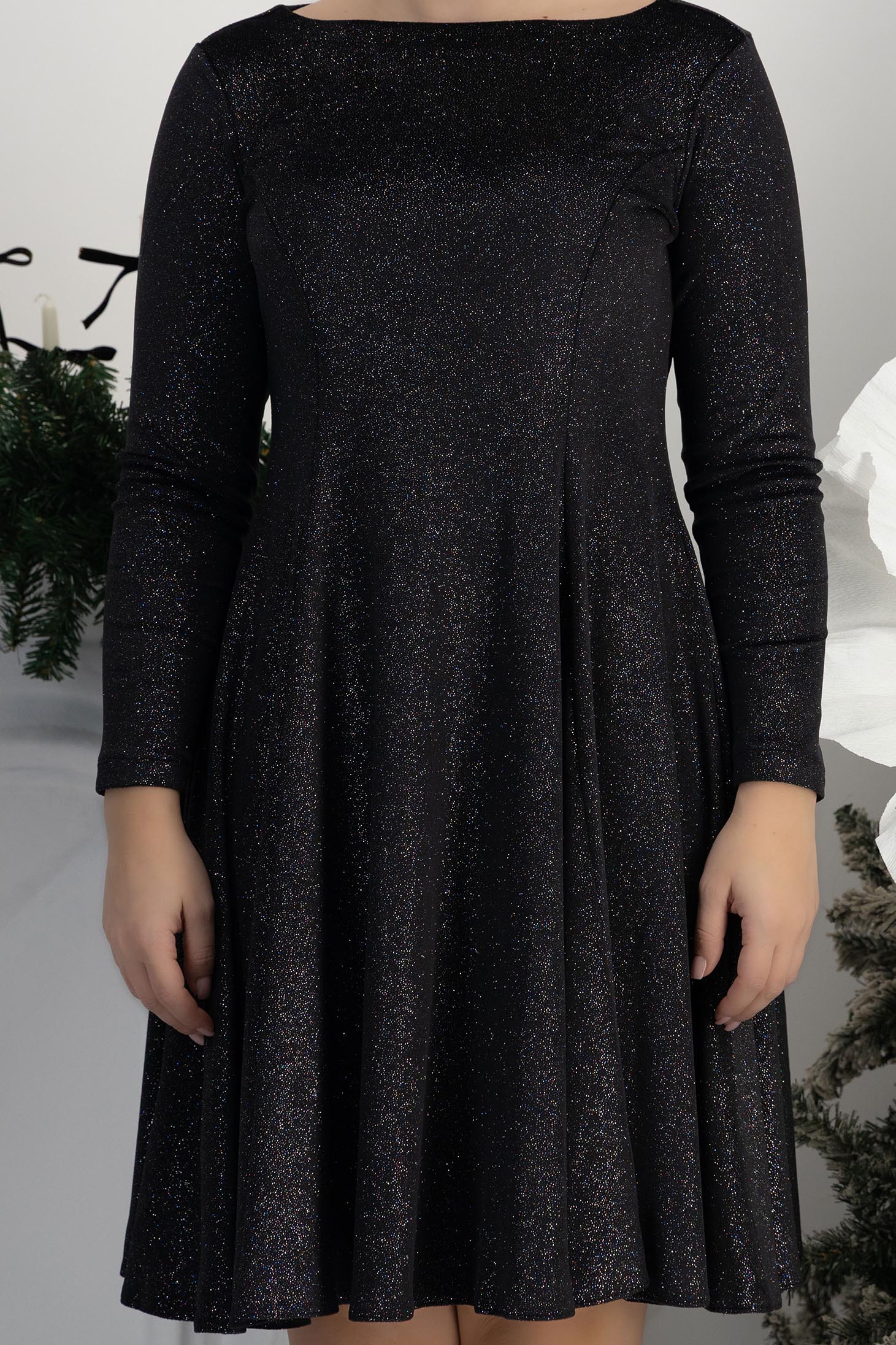 Rochie din catifea neagra scurta in clos cu sclipici - StarShinerS 5 - StarShinerS.ro