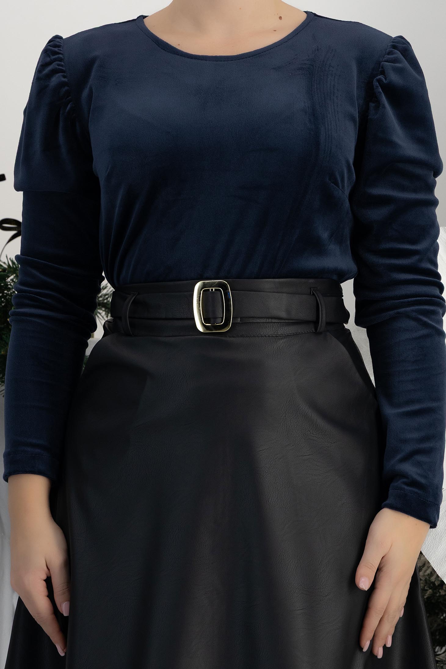 StarShinerS námořnická modrá dámská halenka samet 4 - StarShinerS.cz