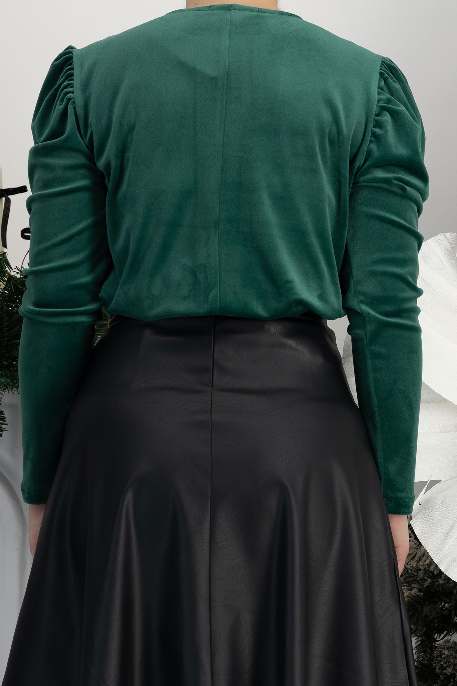 Zöld női blúz - StarShinerS hosszú ujjakkal bársony 6 - StarShinerS.hu