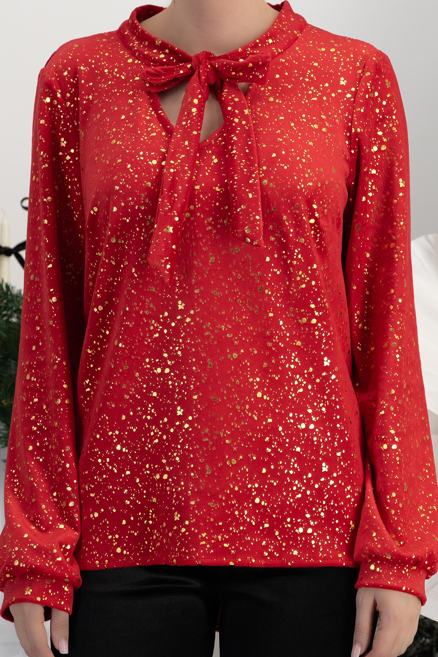 StarShinerS crven bluza za žene dugi rukav baršun 5 - StarShinerS.hr