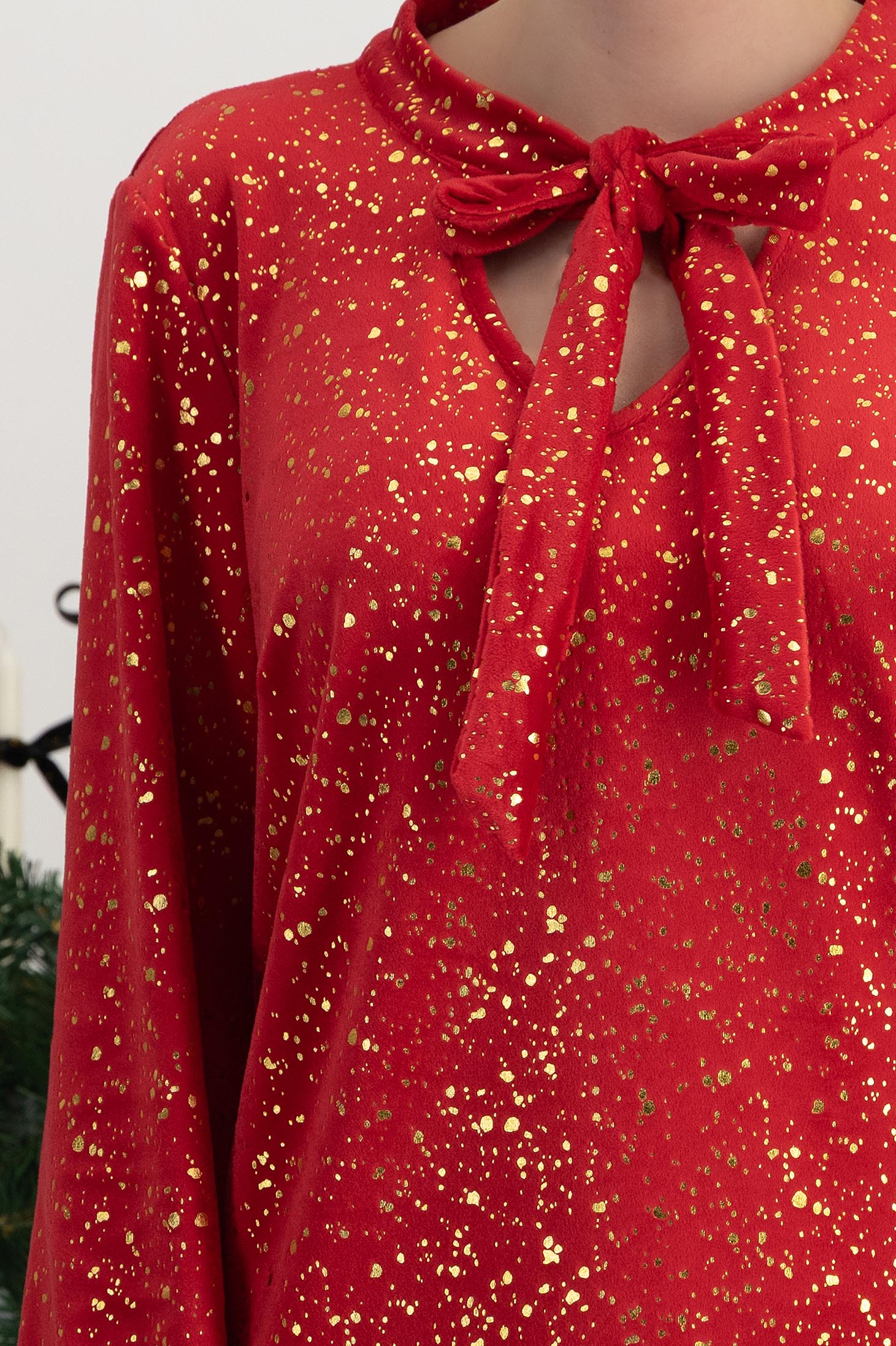 StarShinerS crven bluza za žene dugi rukav baršun 4 - StarShinerS.hr