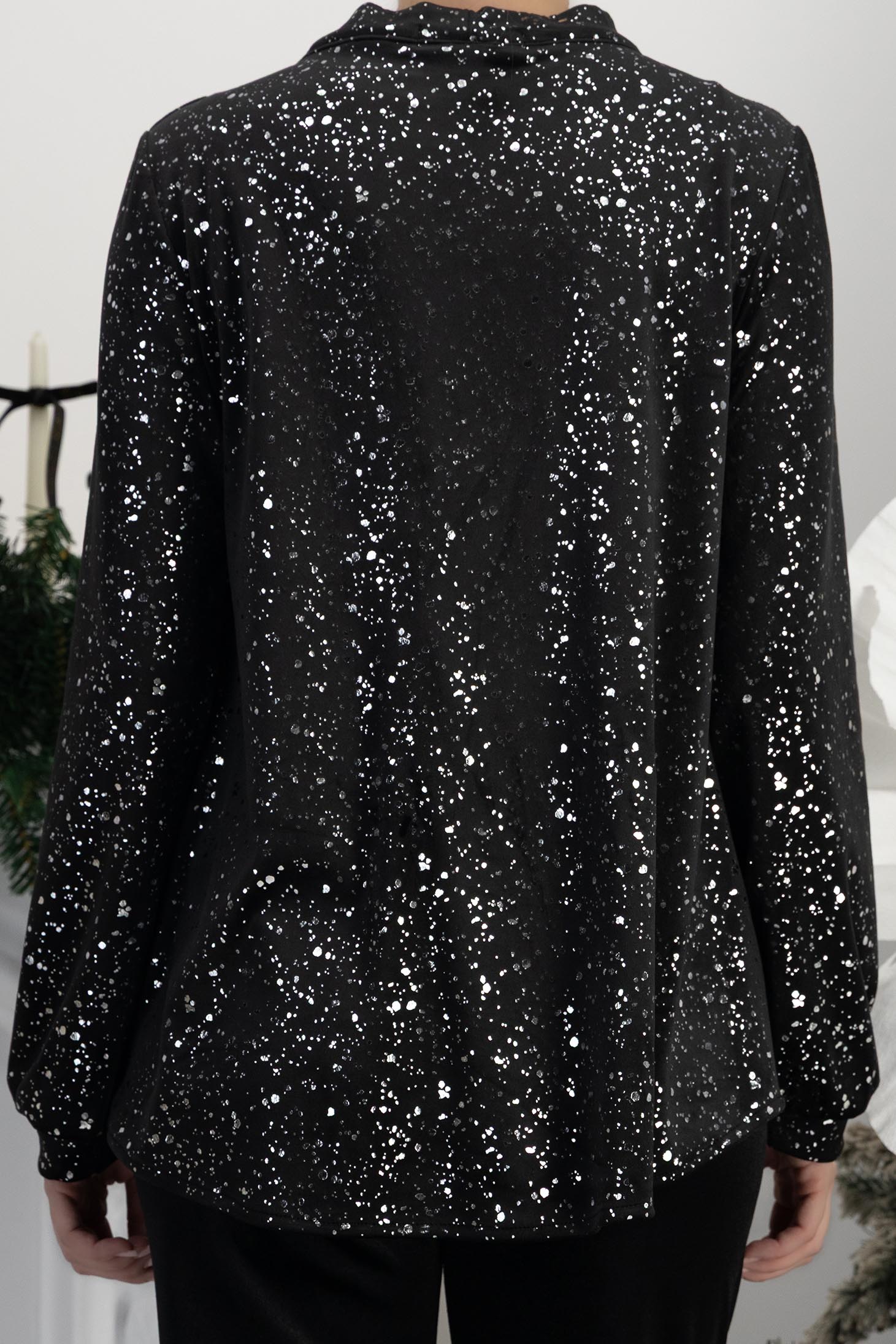 Ezüstszínű női blúz - StarShinerS hosszú ujjakkal bársony 4 - StarShinerS.hu