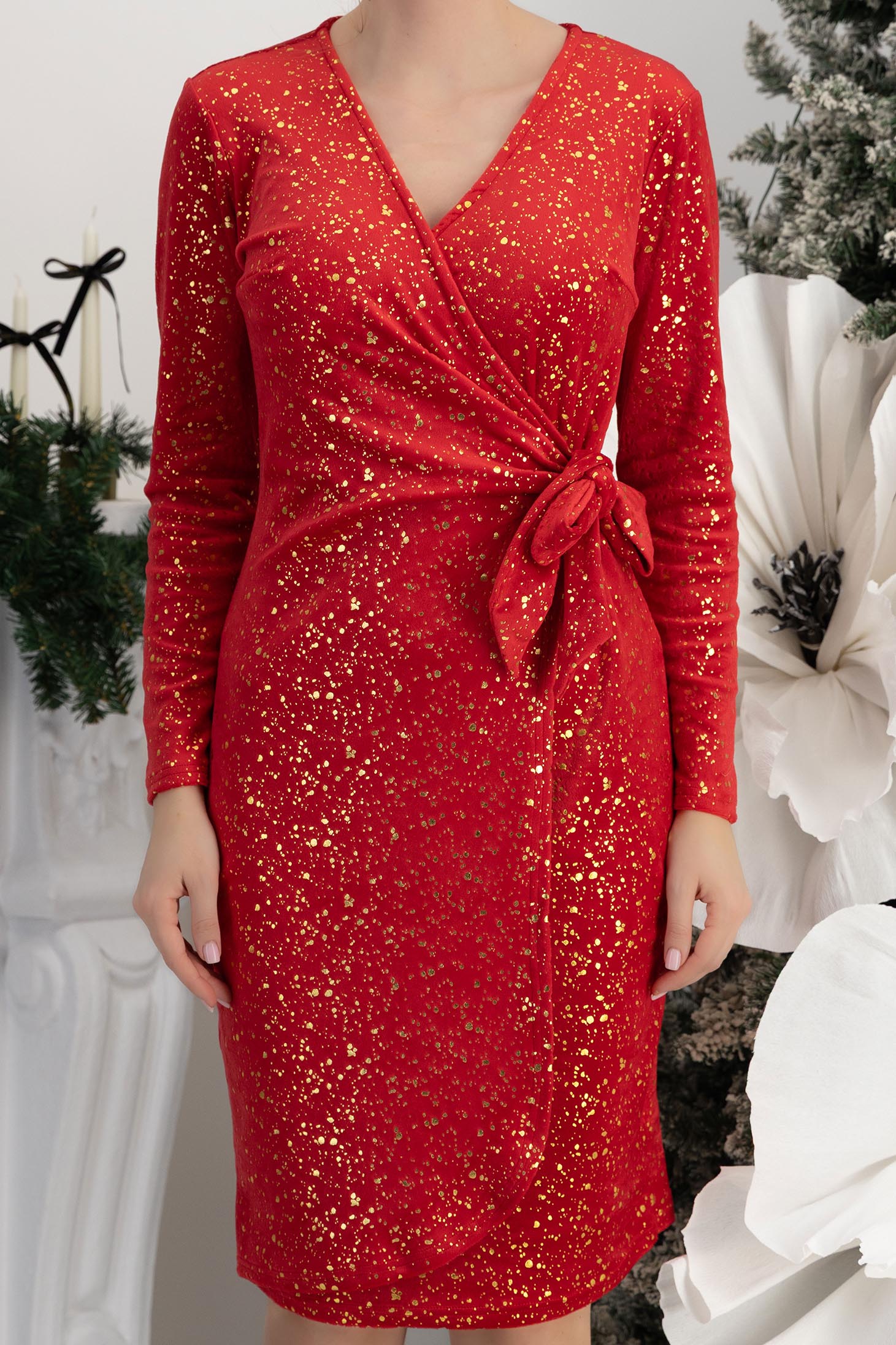 Piros ruha - StarShinerS rövid ceruza bársony 5 - StarShinerS.hu