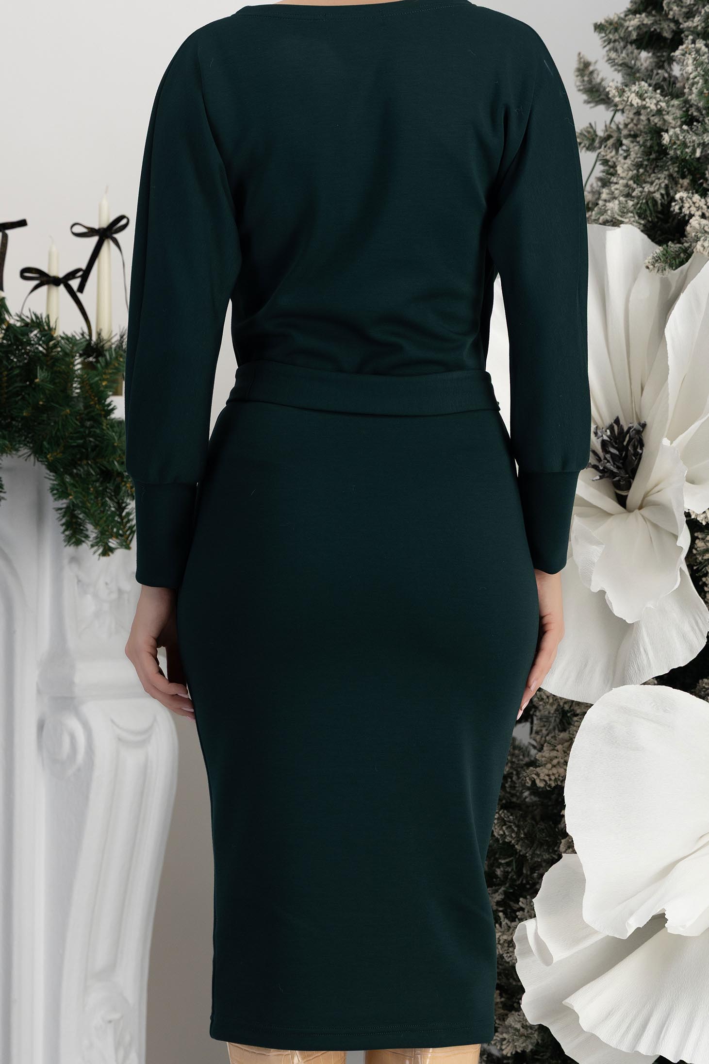 StarShinerS zelená šaty pletení typ tužky přes koleno 6 - StarShinerS.cz