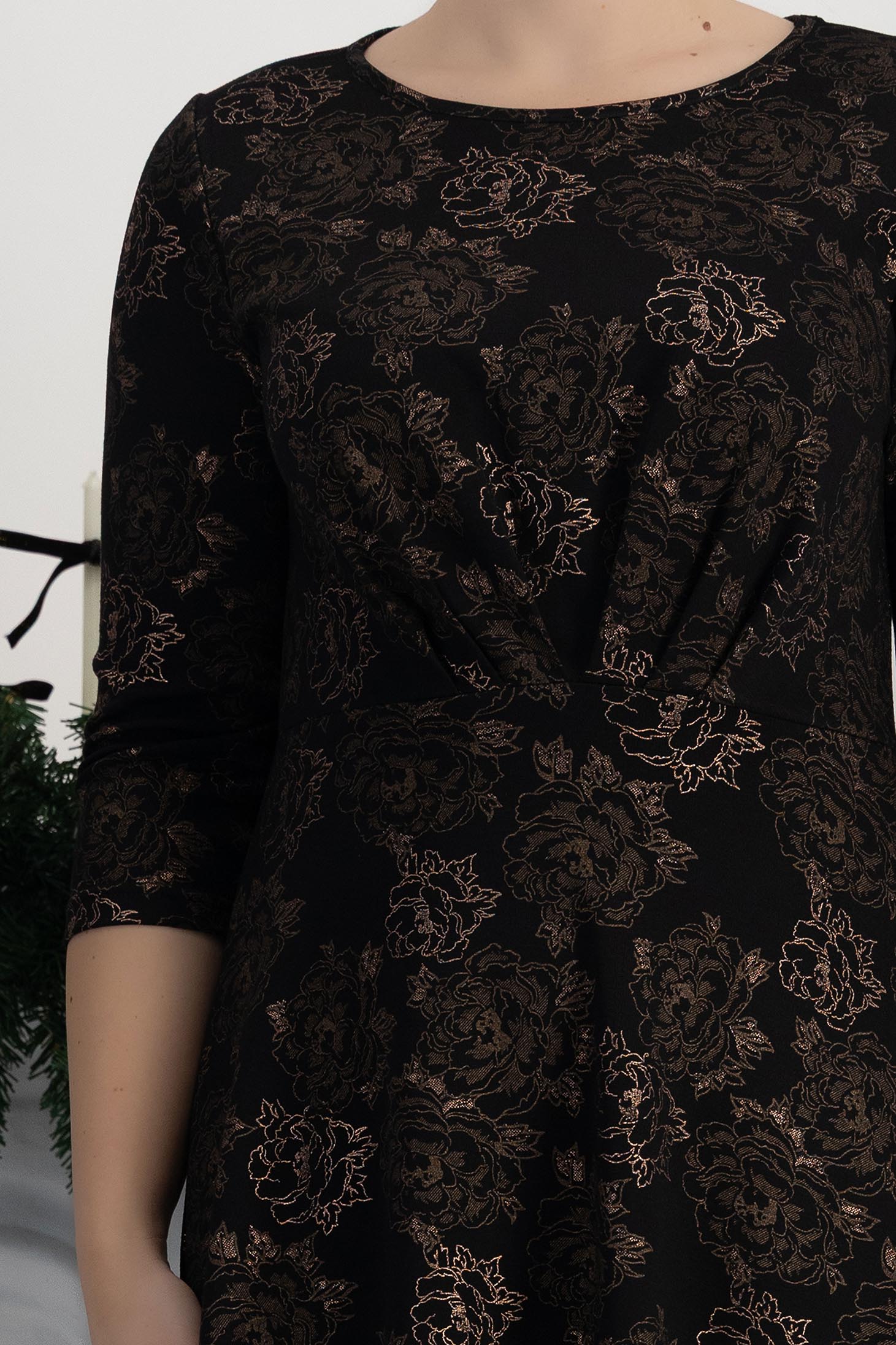 Fekete jersey anyagból készült midi, A-vonalú ruha – StarShinerS 4 - StarShinerS.hu