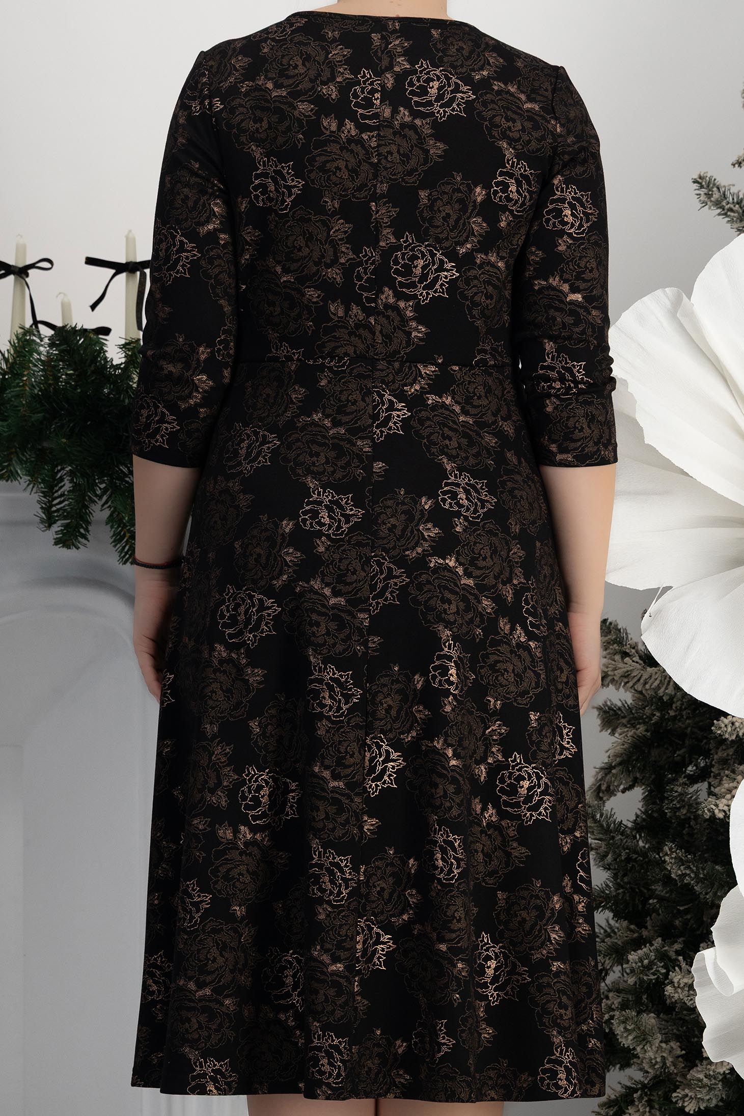 Fekete jersey anyagból készült midi, A-vonalú ruha – StarShinerS 6 - StarShinerS.hu