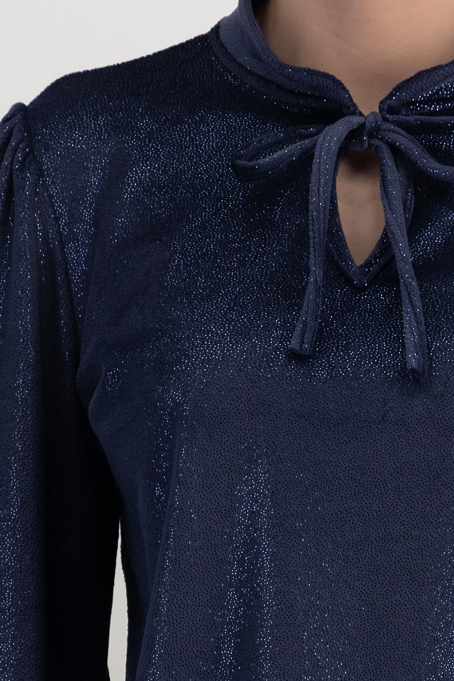 Mornarsko plava bluza za žene širok baršun 4 - StarShinerS.hr