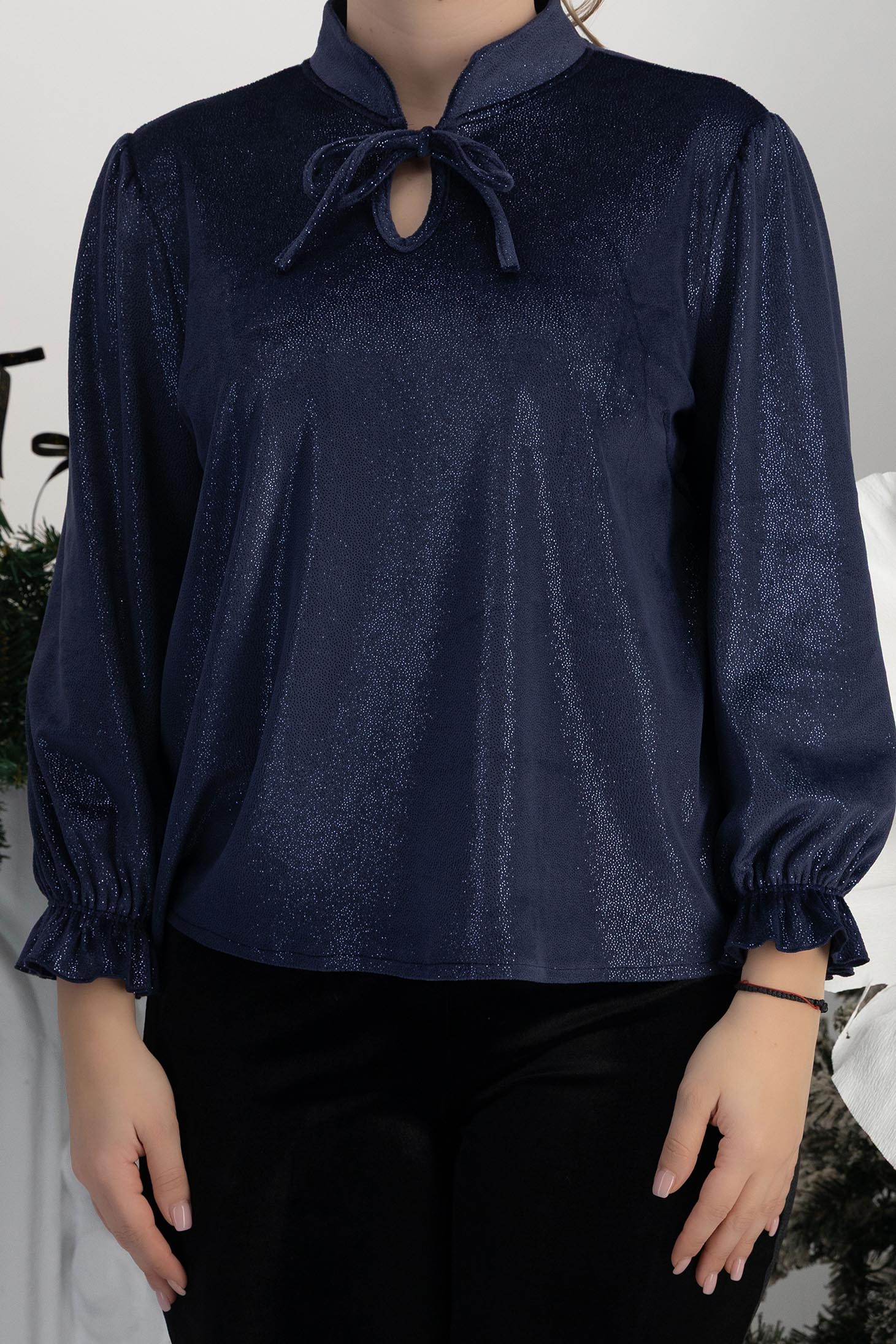 StarShinerS námořnická modrá dámská halenka široké samet 5 - StarShinerS.cz