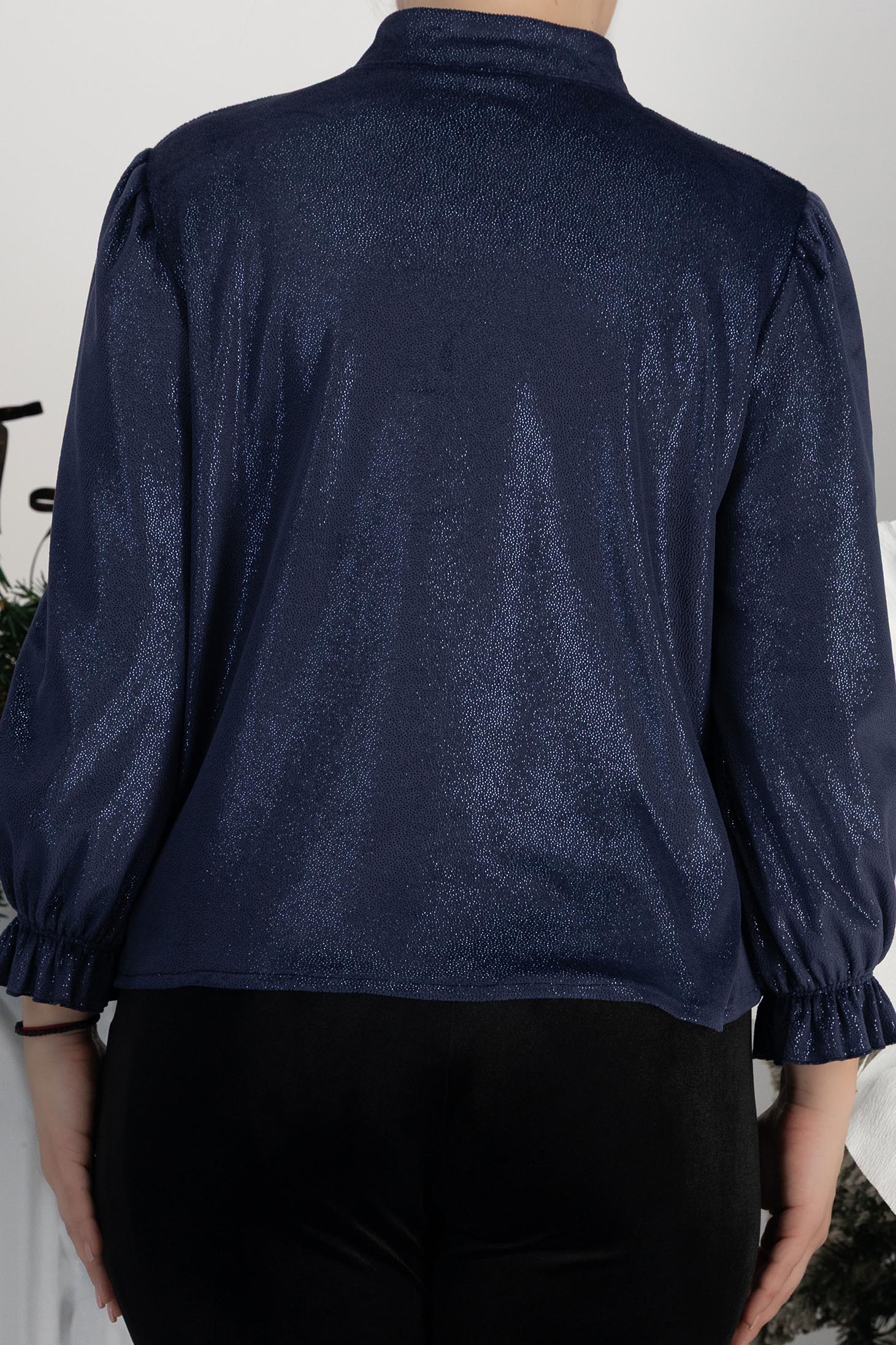 StarShinerS námořnická modrá dámská halenka široké samet 6 - StarShinerS.cz