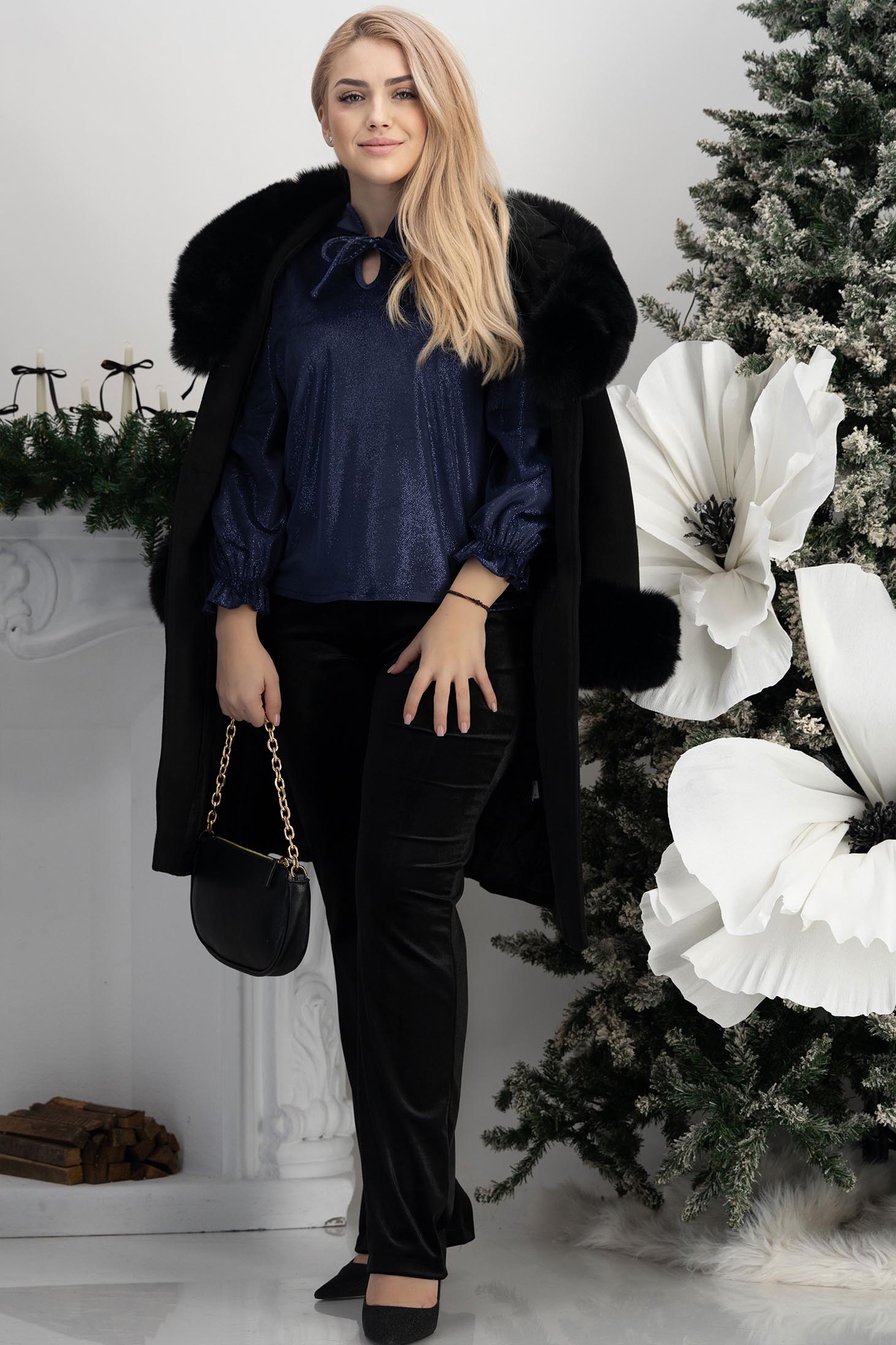 StarShinerS námořnická modrá dámská halenka široké samet 3 - StarShinerS.cz