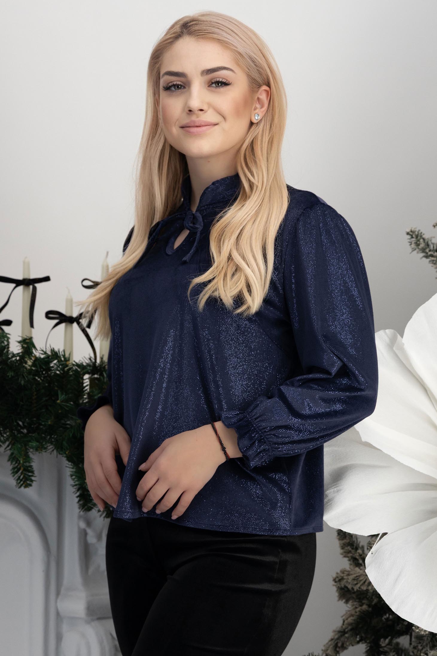 StarShinerS námořnická modrá dámská halenka široké samet 2 - StarShinerS.cz