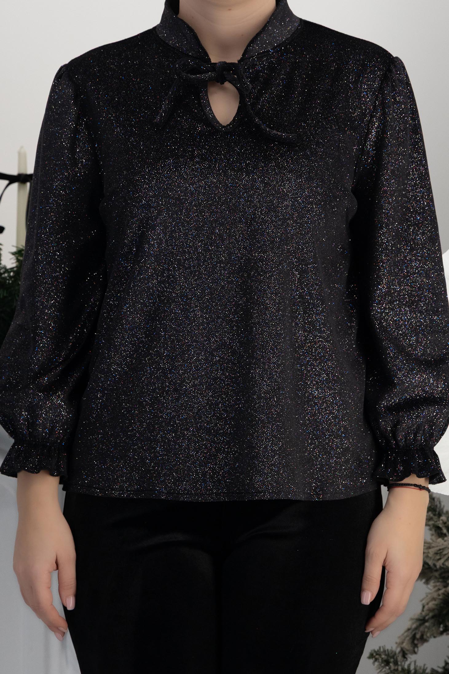 StarShinerS crno bluza za žene širok baršun 6 - StarShinerS.hr