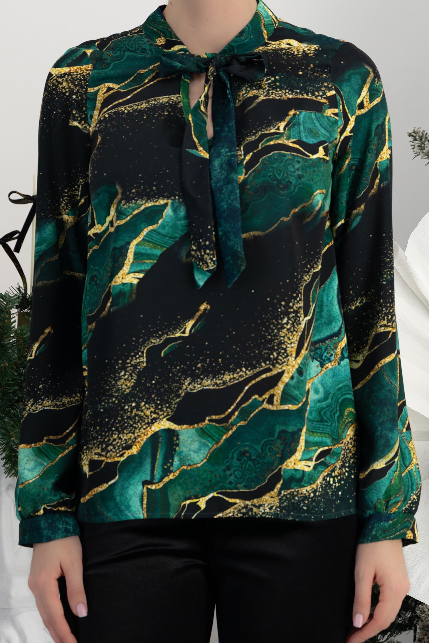 StarShinerS zelen bluza za žene saten širok 5 - StarShinerS.hr