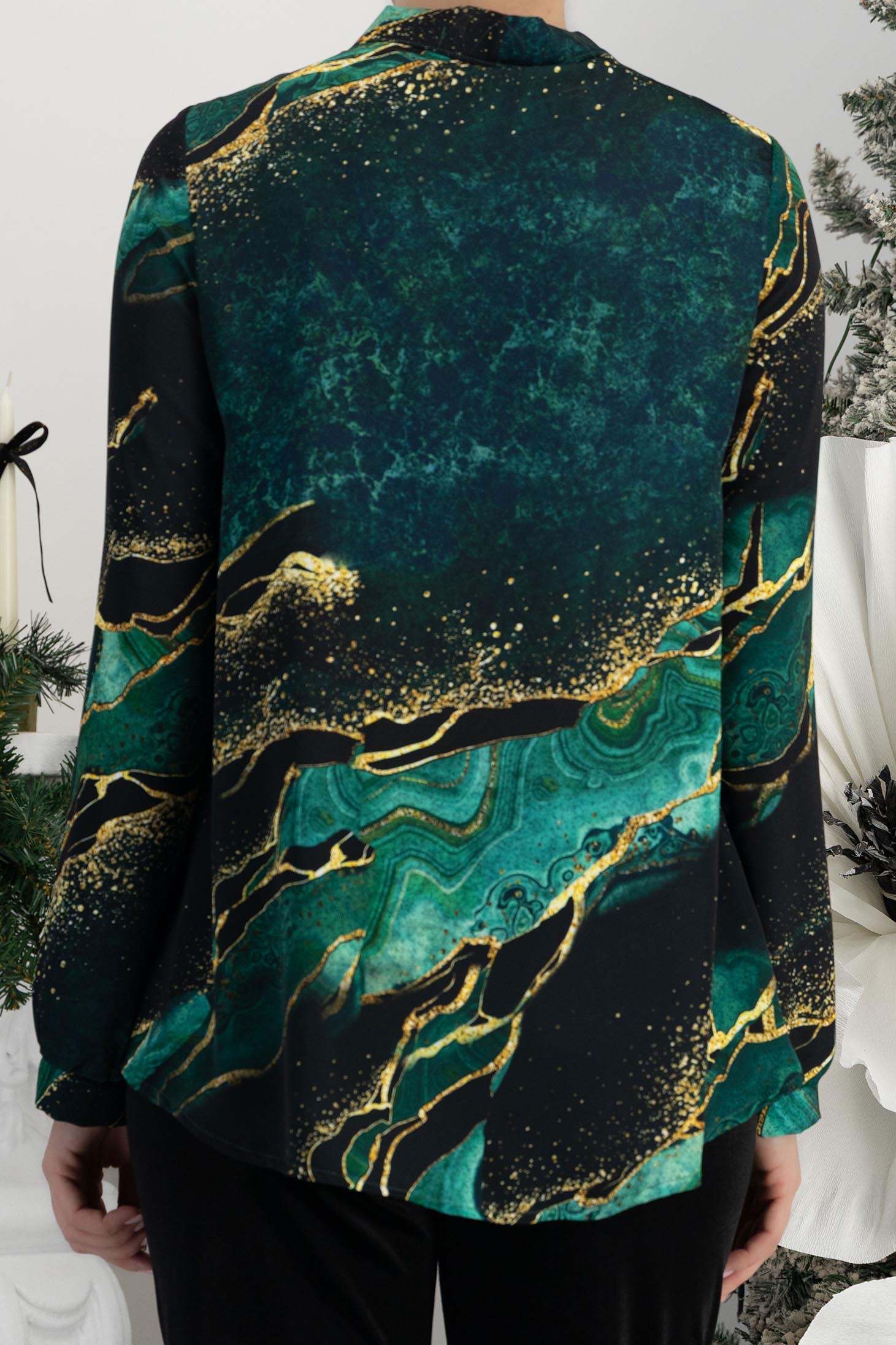 StarShinerS zelen bluza za žene saten širok 6 - StarShinerS.hr