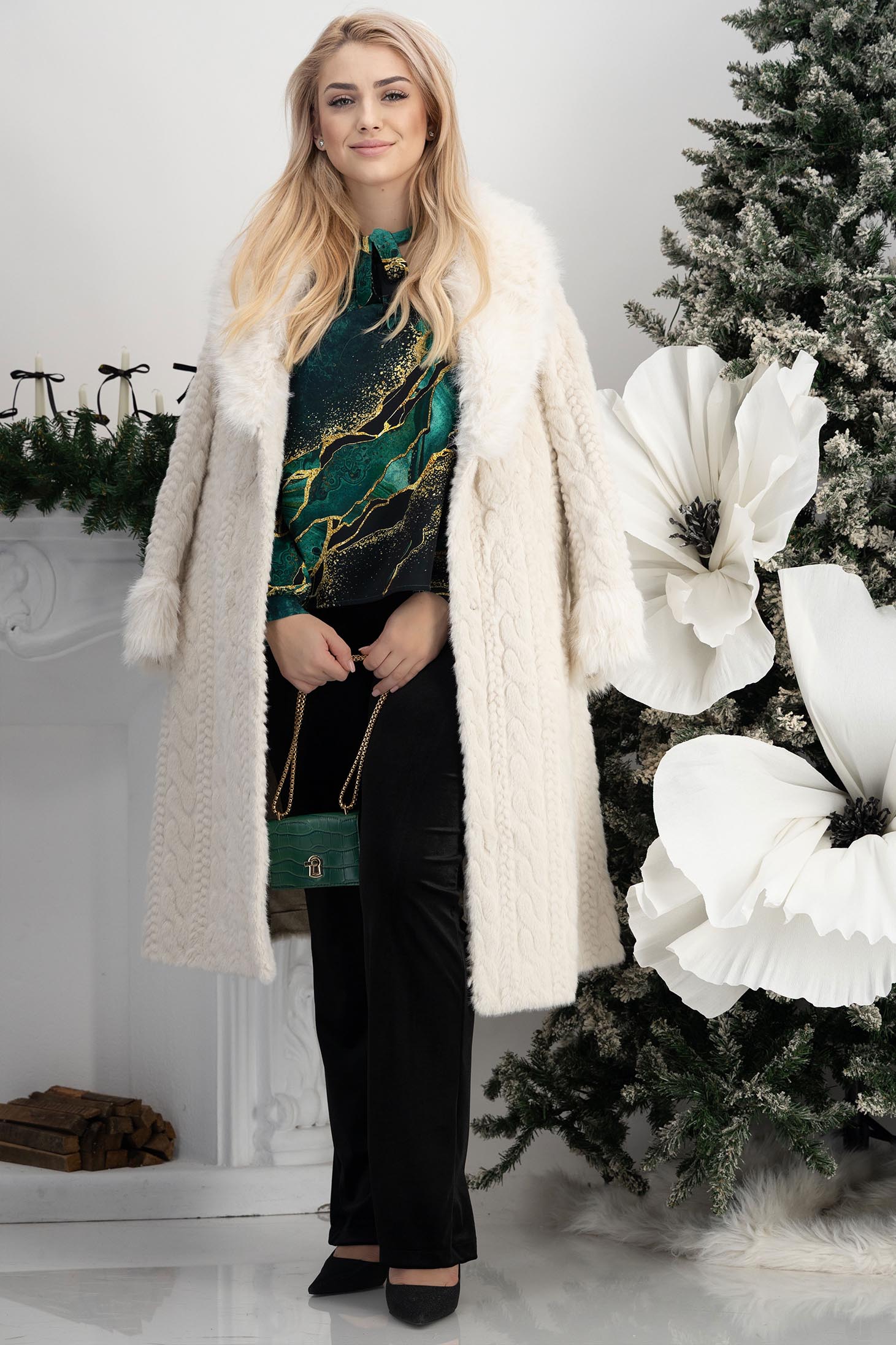 StarShinerS zelená dámská halenka široké satén 3 - StarShinerS.cz