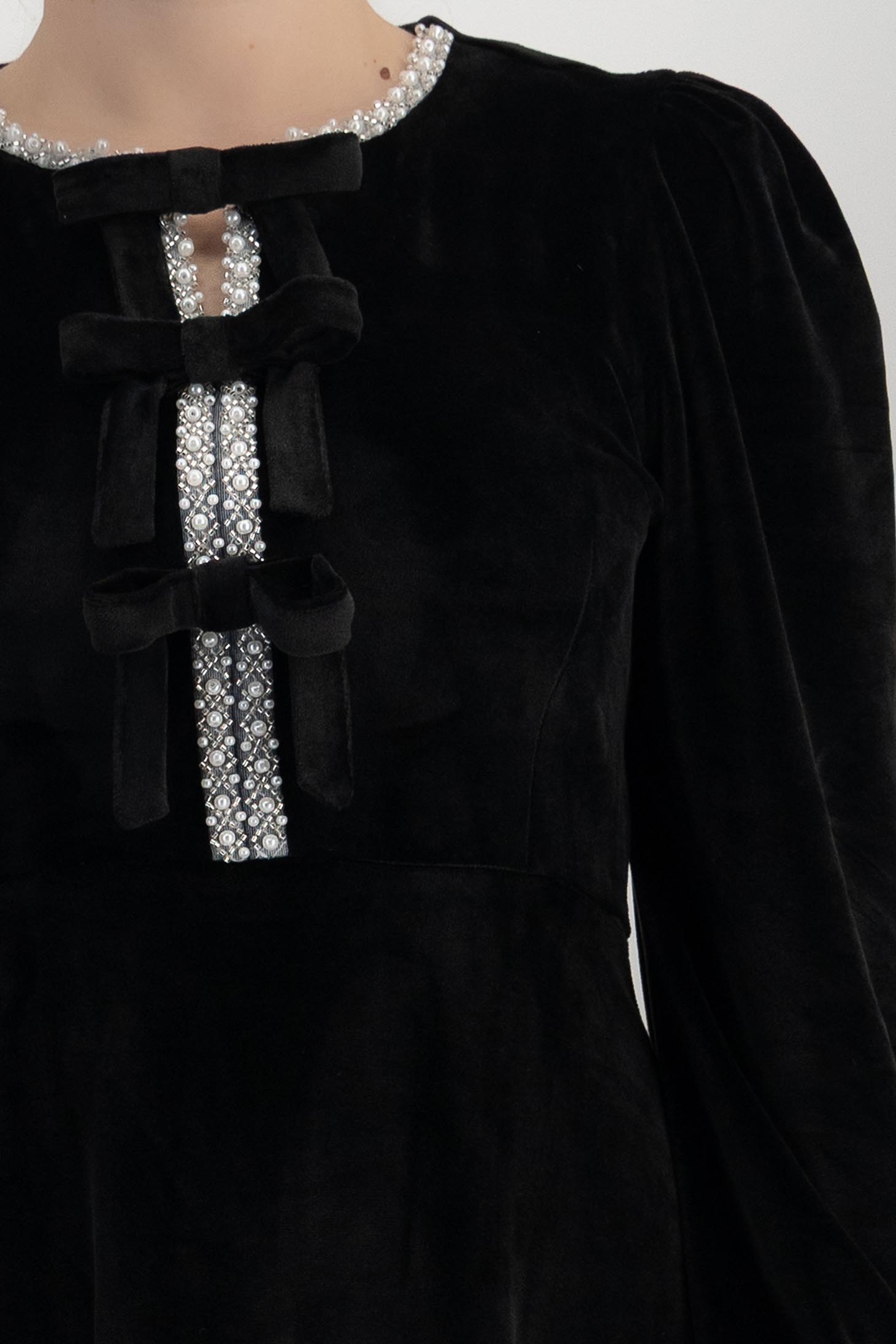 Crno haljina baršun midi cloche 4 - StarShinerS.hr