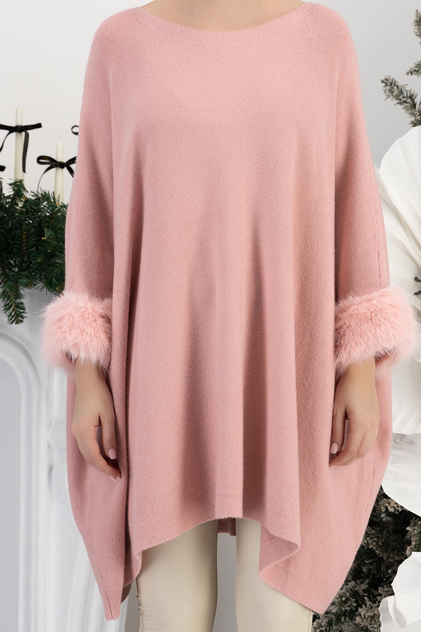 Růžová dámská halenka široké pletení 5 - StarShinerS.cz