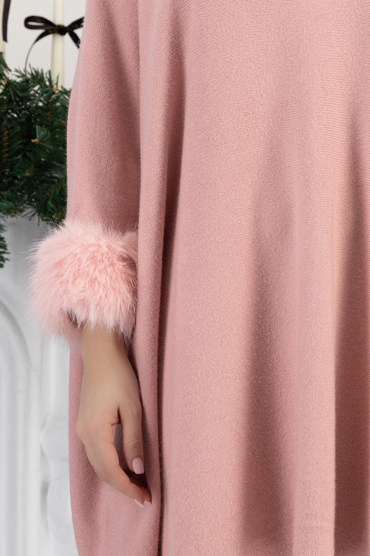 Růžová dámská halenka široké pletení 4 - StarShinerS.cz