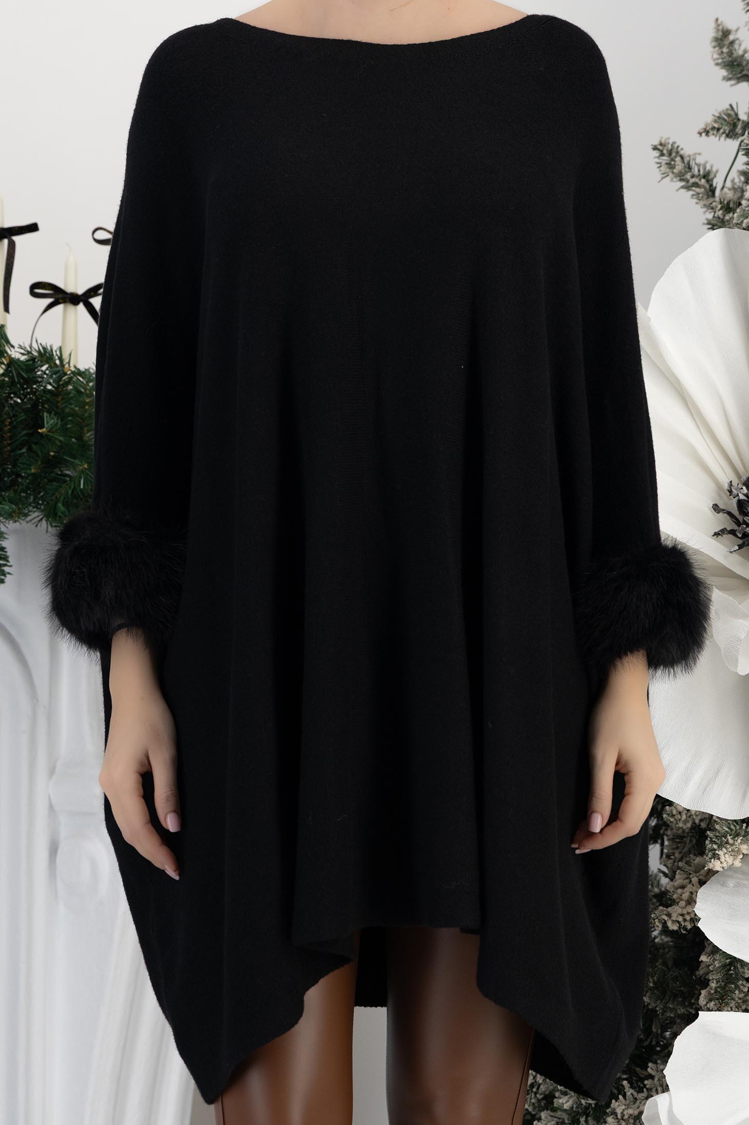 Crno bluza za žene širok pletenje 5 - StarShinerS.hr