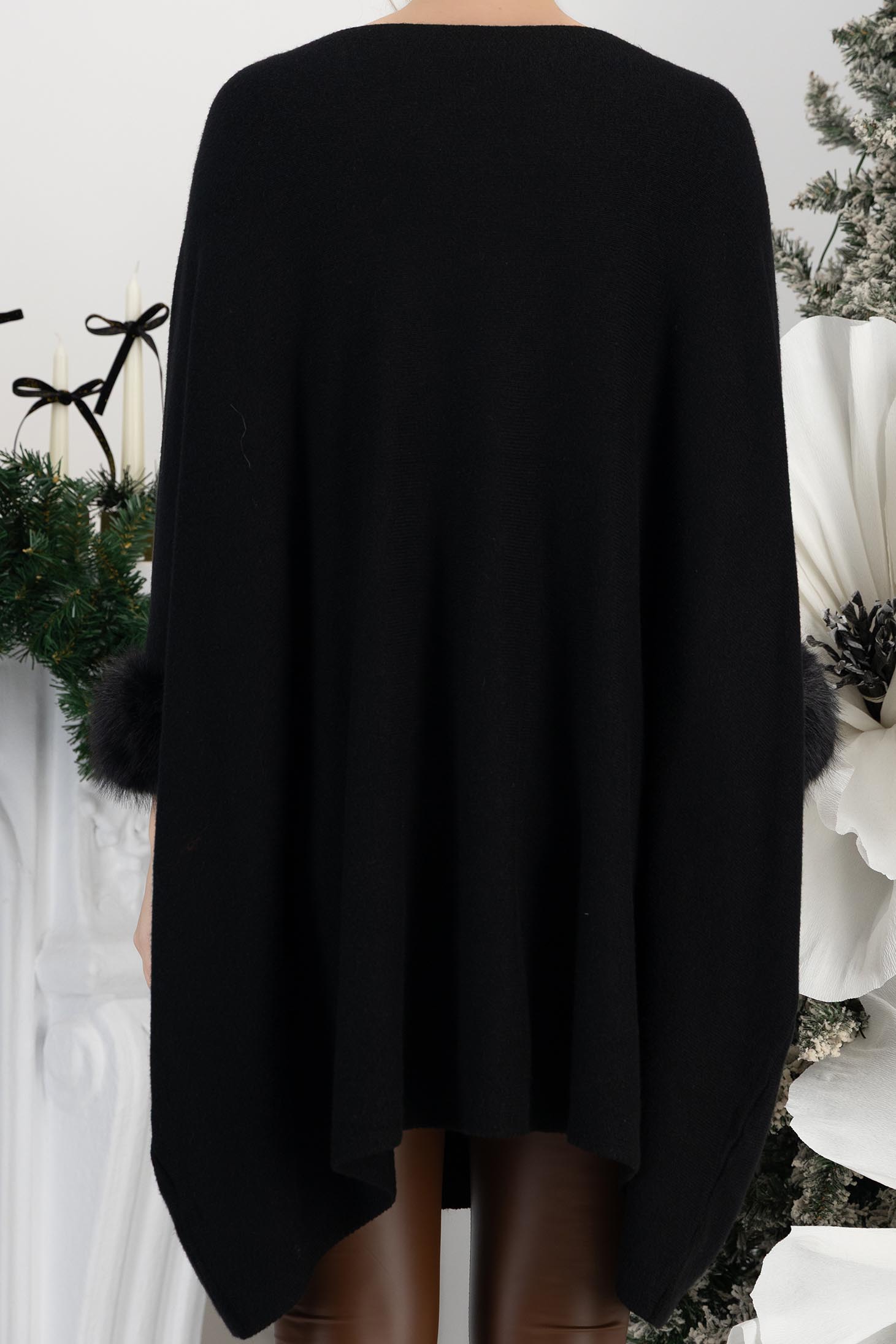 Crno bluza za žene širok pletenje 6 - StarShinerS.hr