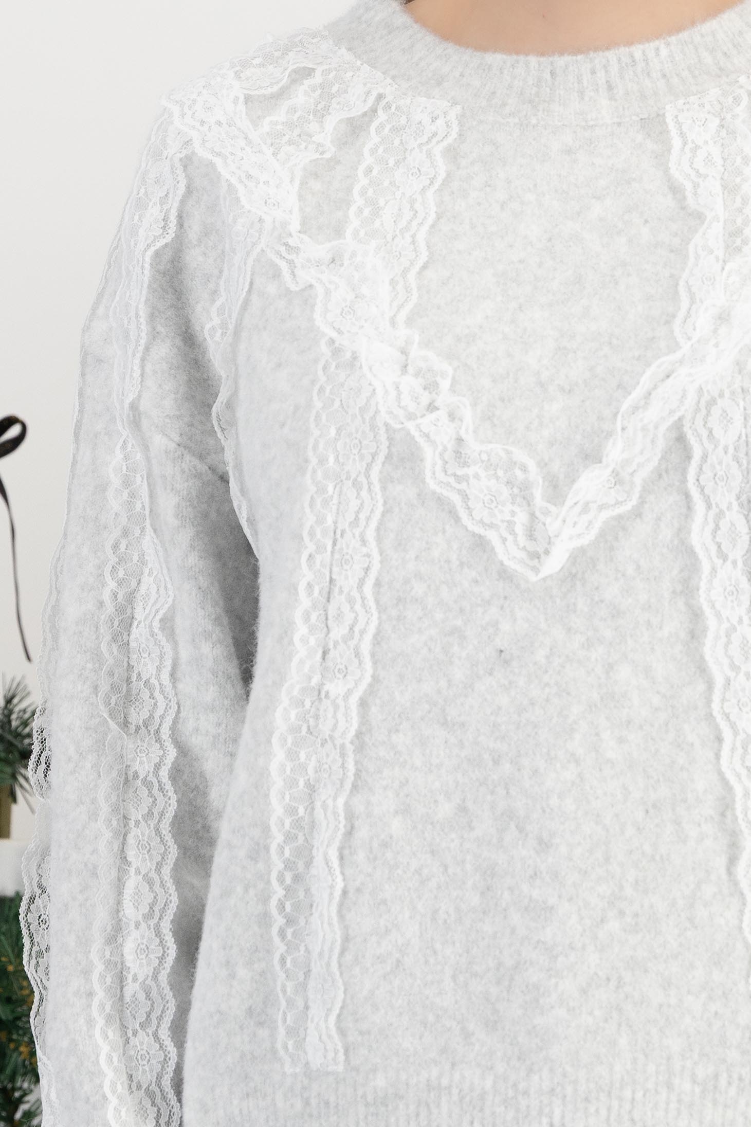 Siv damski džemperi pletenje širok 4 - StarShinerS.hr