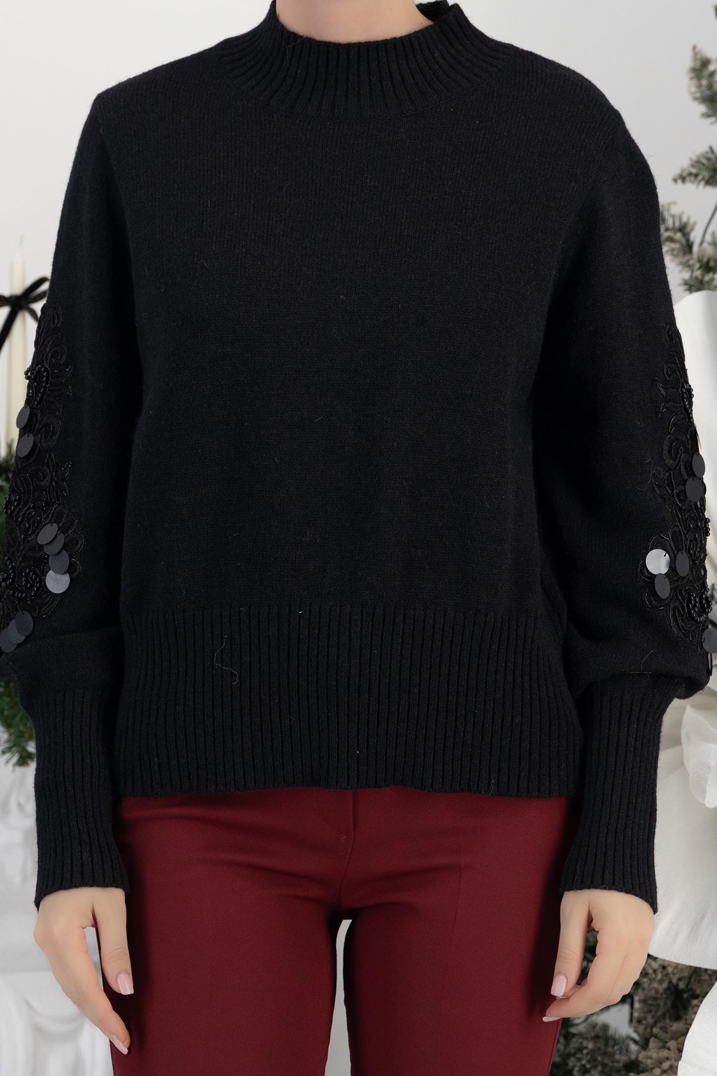 černá svetr těsné pletení 5 - StarShinerS.cz