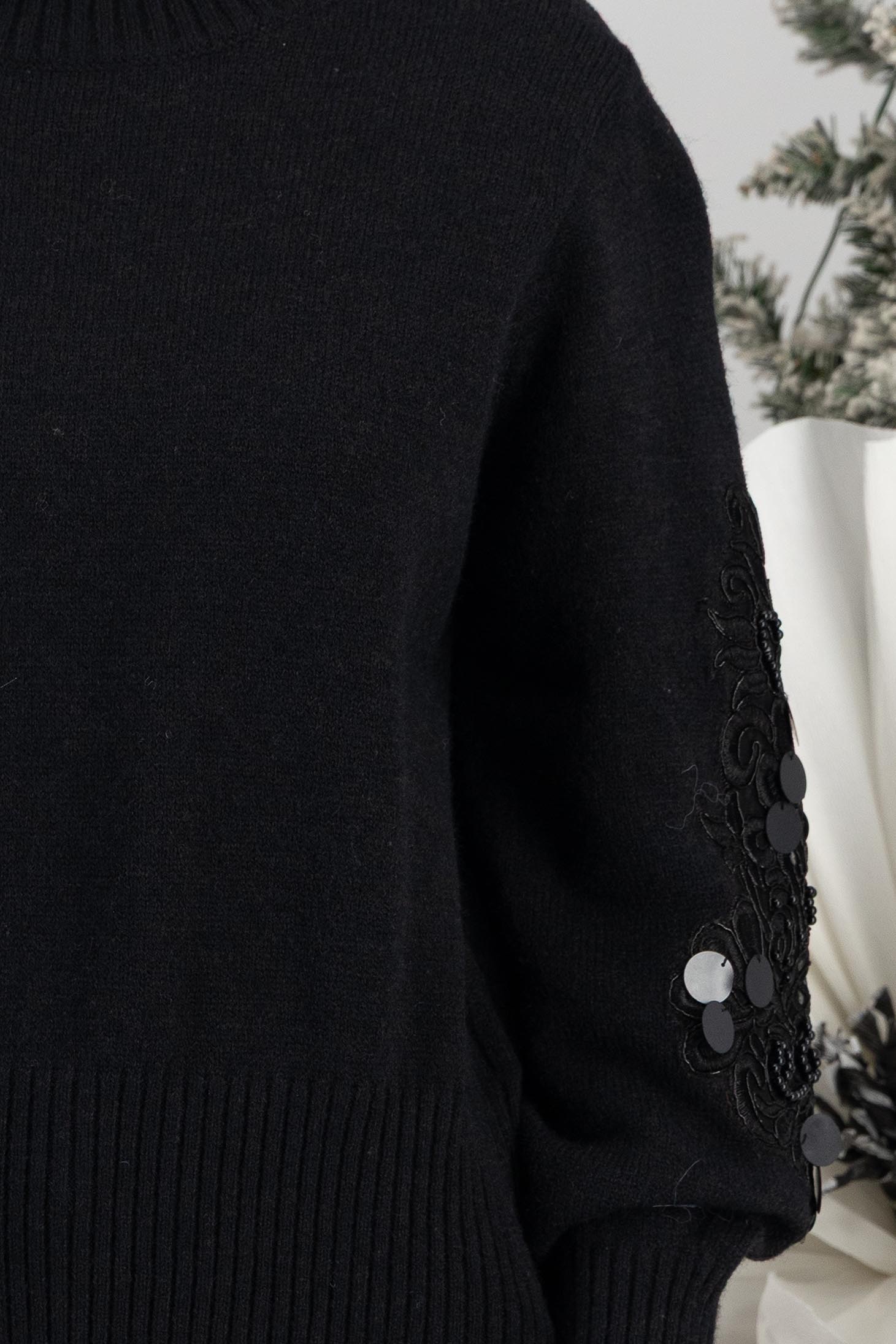 černá svetr těsné pletení 4 - StarShinerS.cz