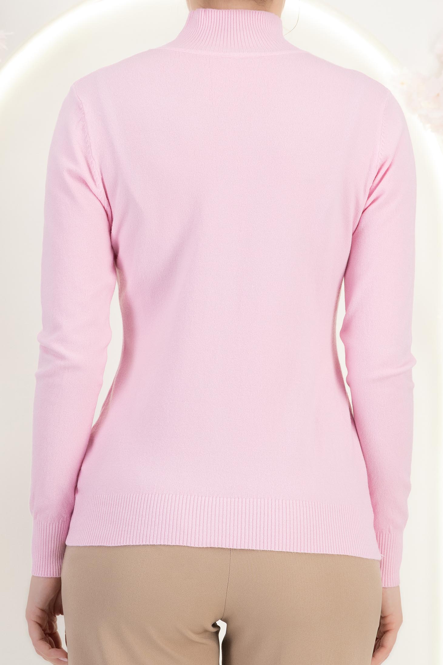 Pink finom kötött anyagból készült, testhezálló garbó magas nyakkal 6 - StarShinerS.hu