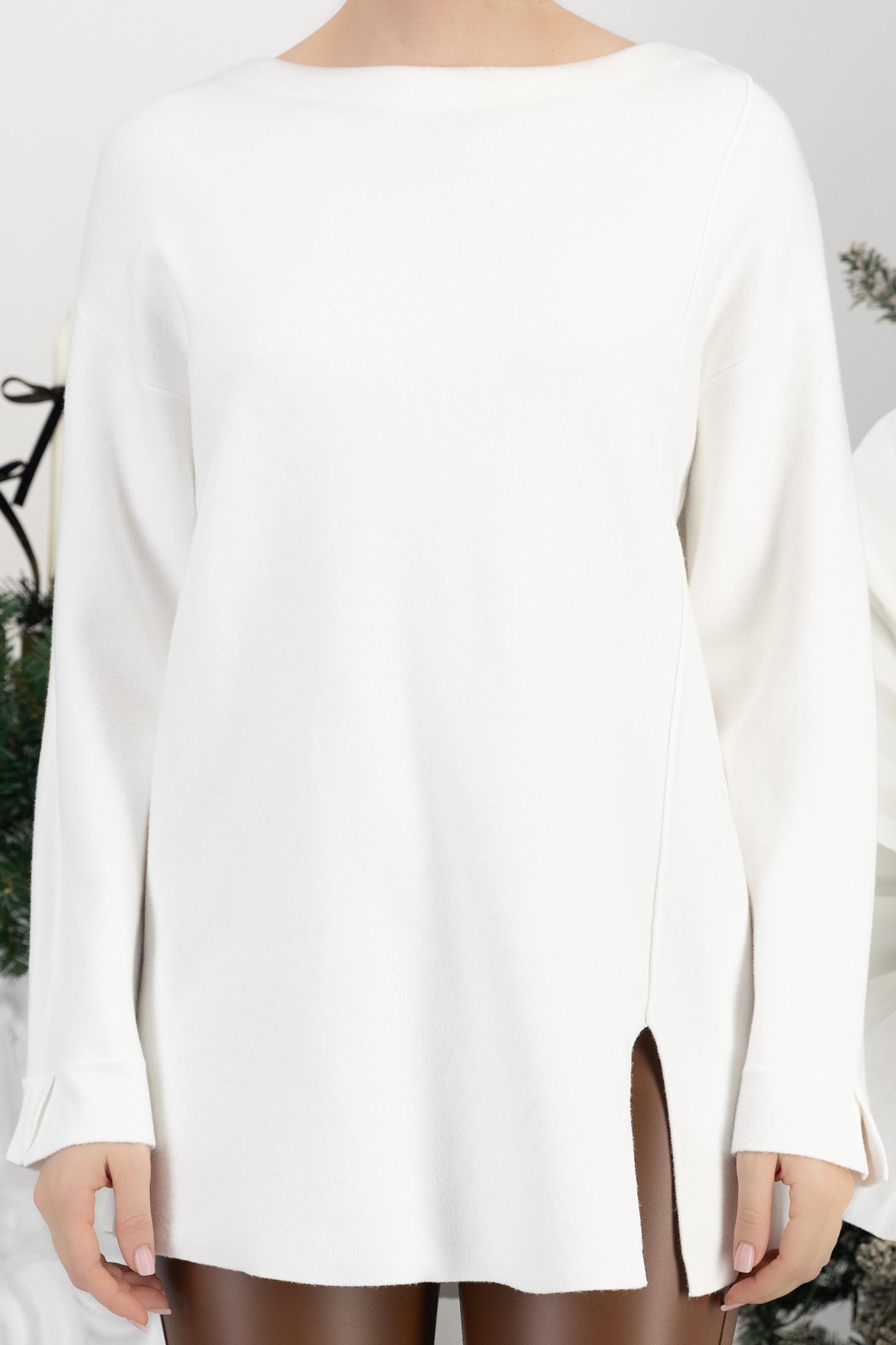 Bijelo damski džemperi pletenje širok 5 - StarShinerS.hr