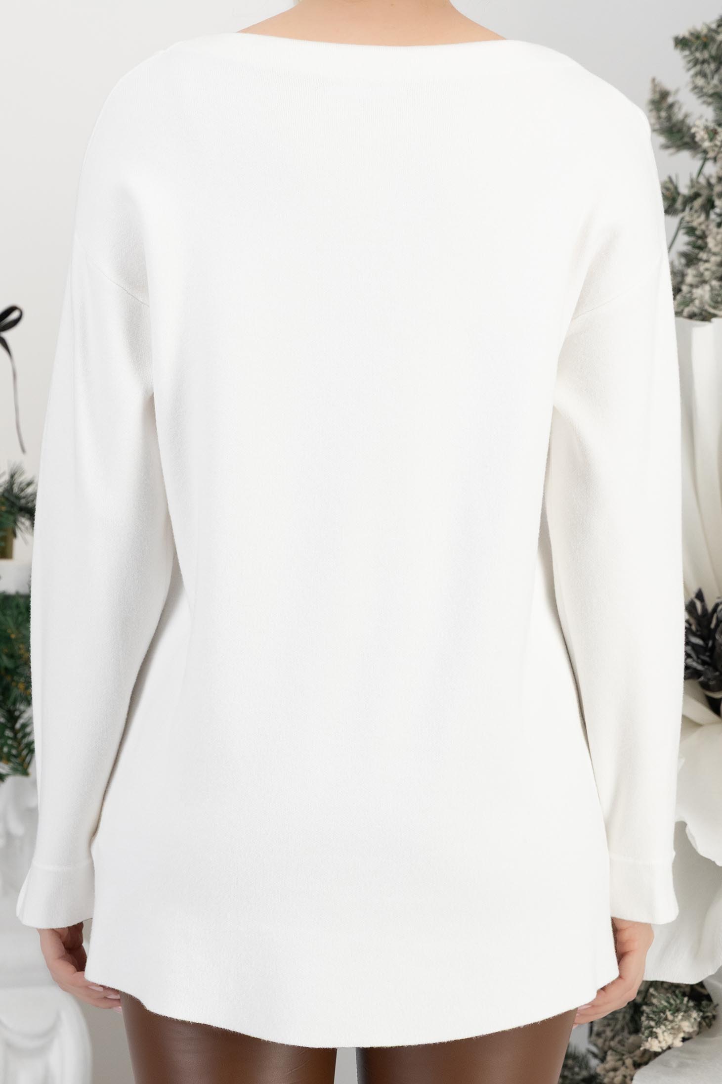 Bijelo damski džemperi pletenje širok 6 - StarShinerS.hr