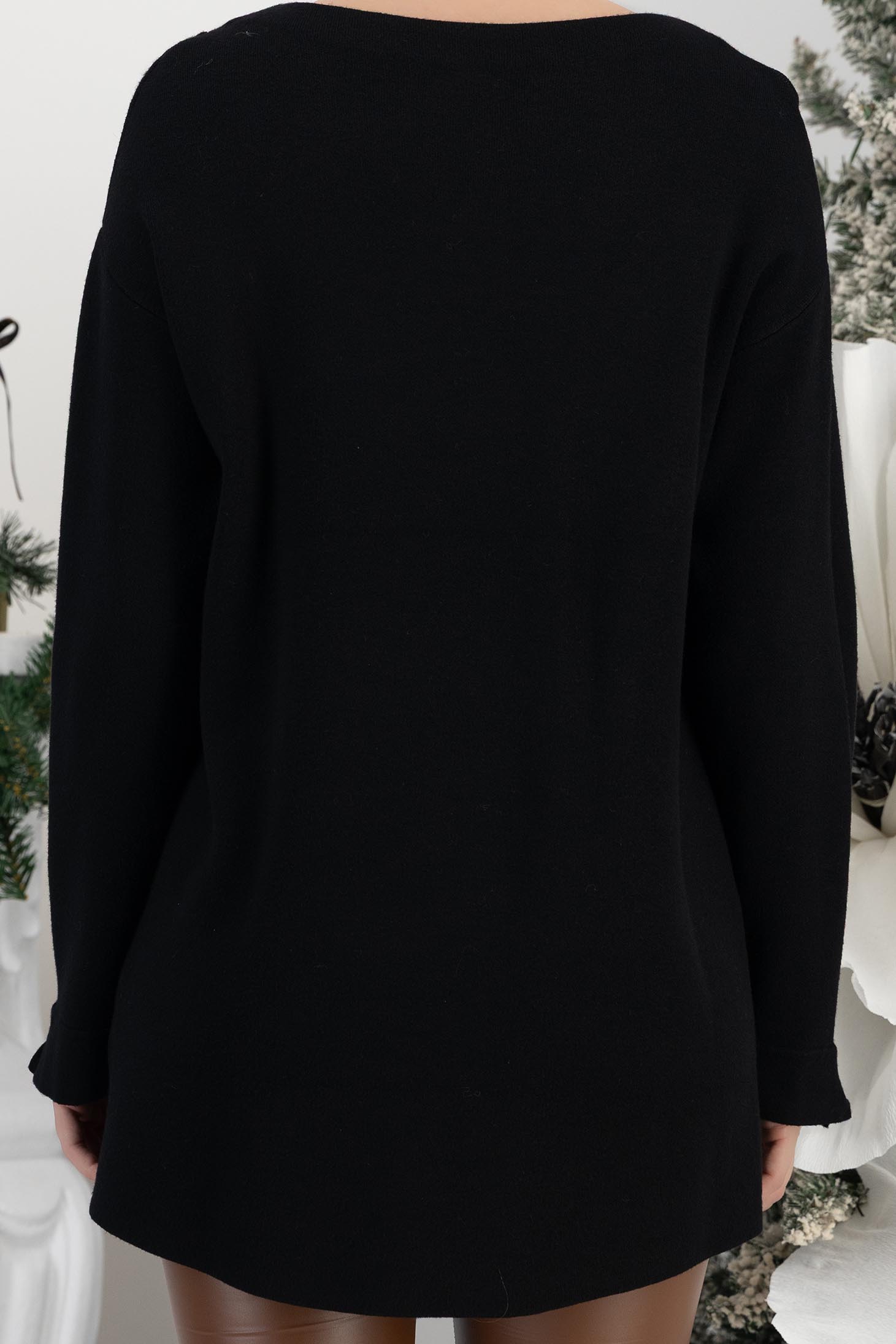 Crno damski džemperi pletenje širok 6 - StarShinerS.hr